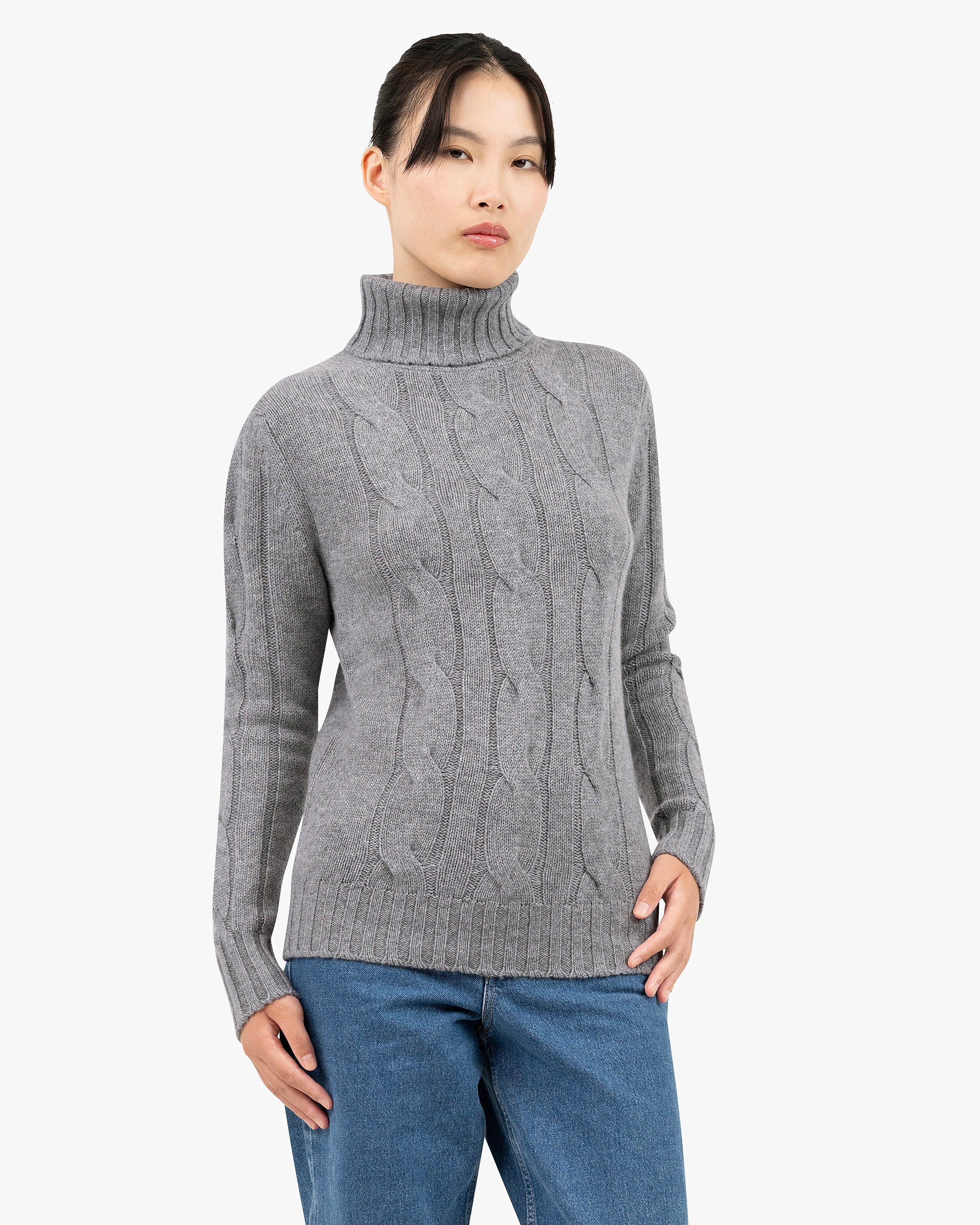 Women's Celerina Turtleneck Sweater - Medium Grey Cashmere