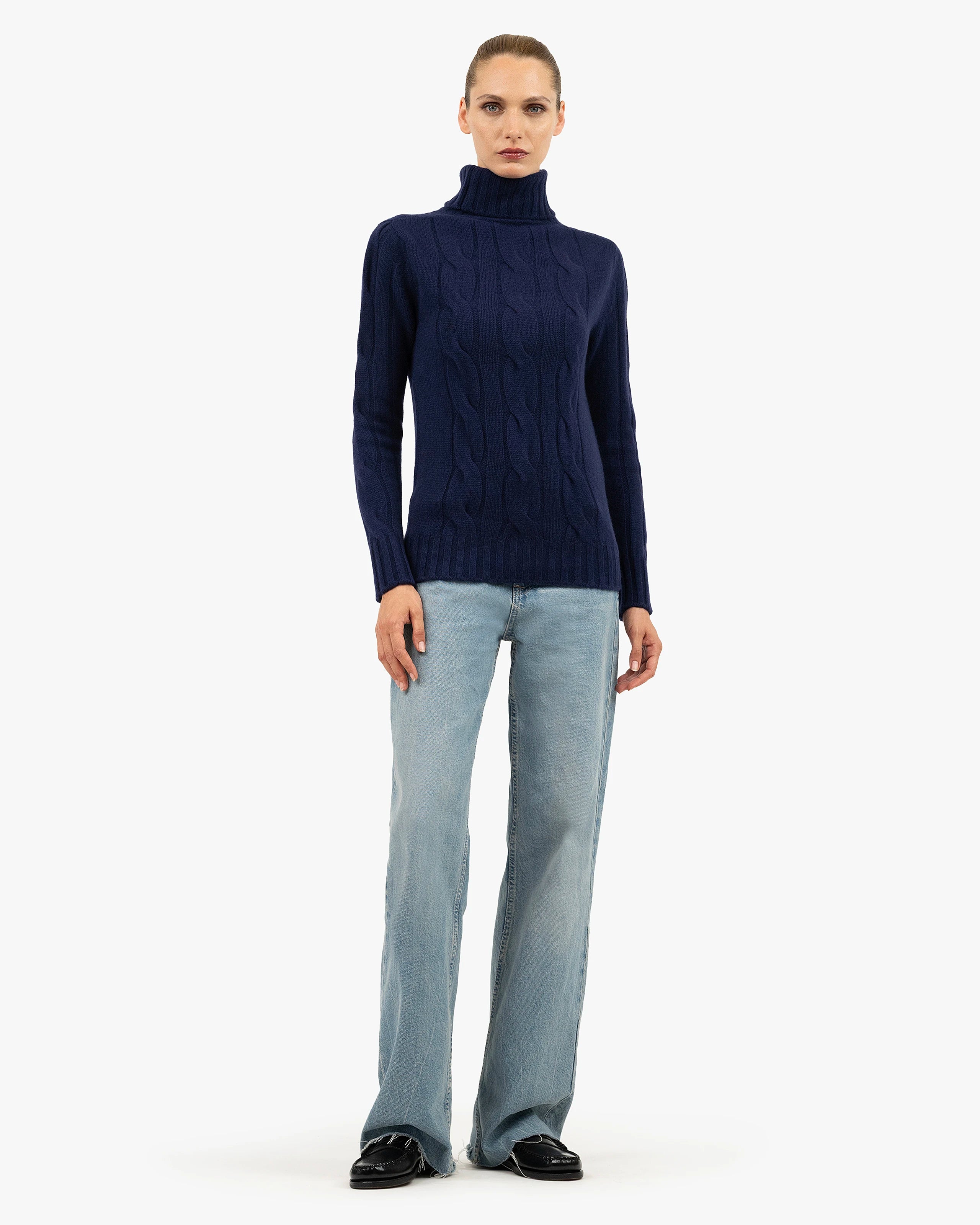 Women's Celerina Turtleneck Sweater - Blue Cashmere