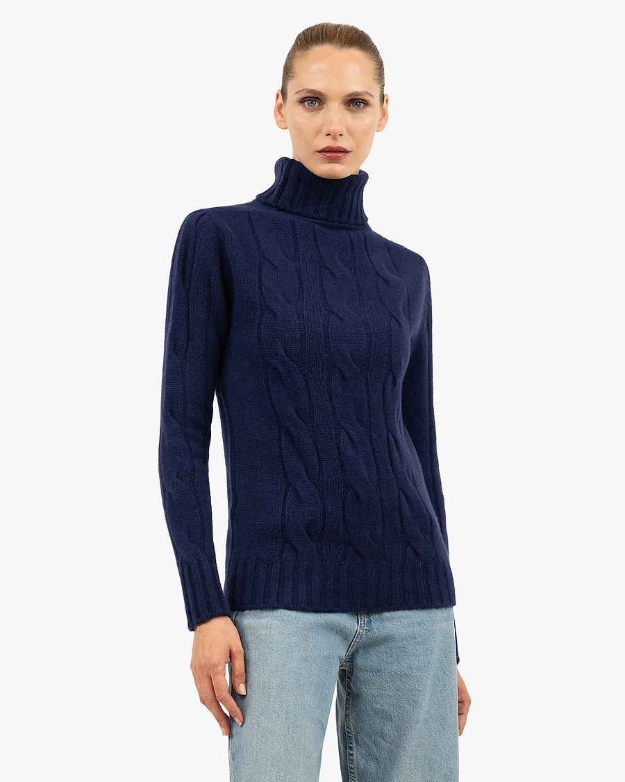 Women's Celerina Turtleneck Sweater - Blue Cashmere