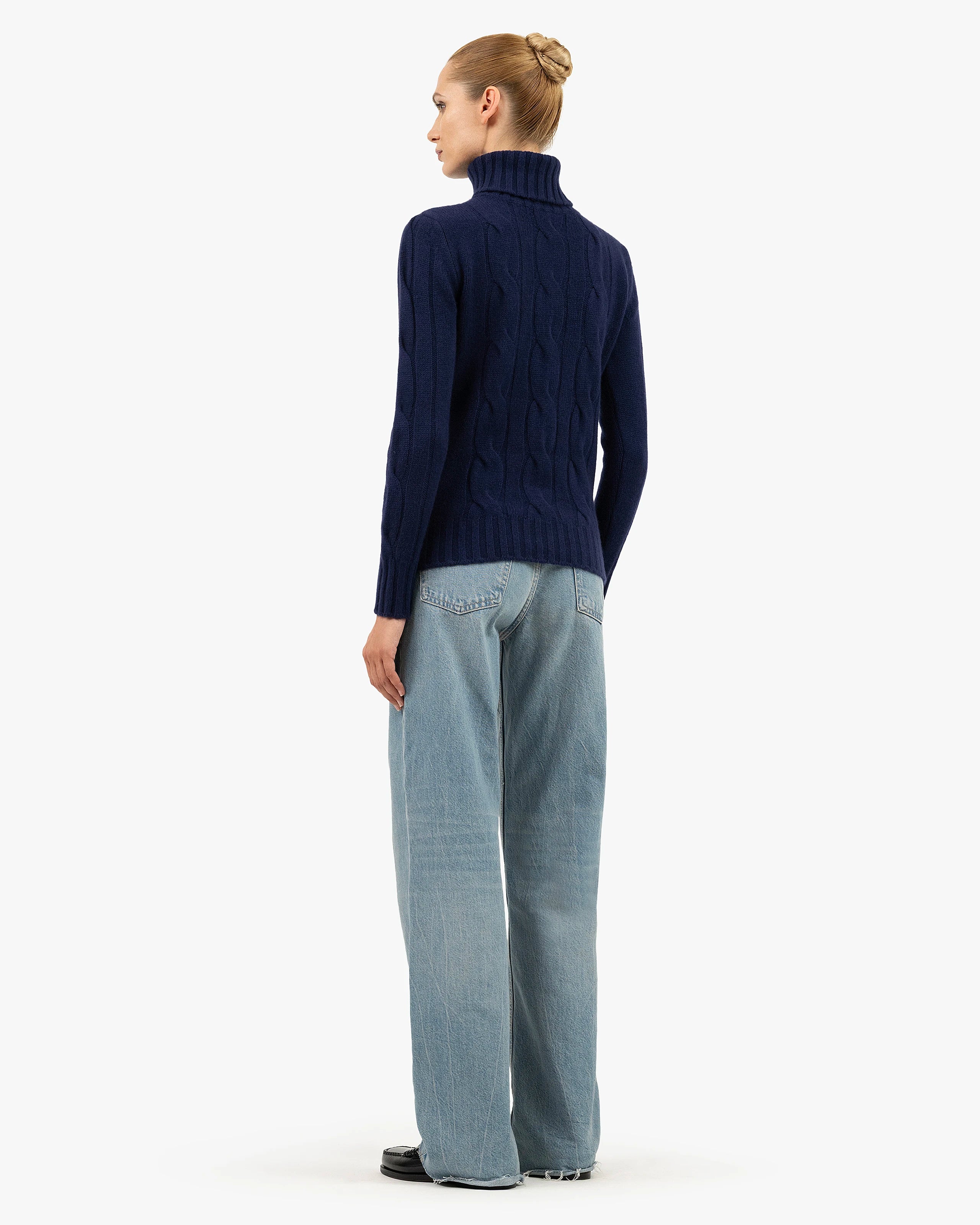 Women's Celerina Turtleneck Sweater - Blue Cashmere