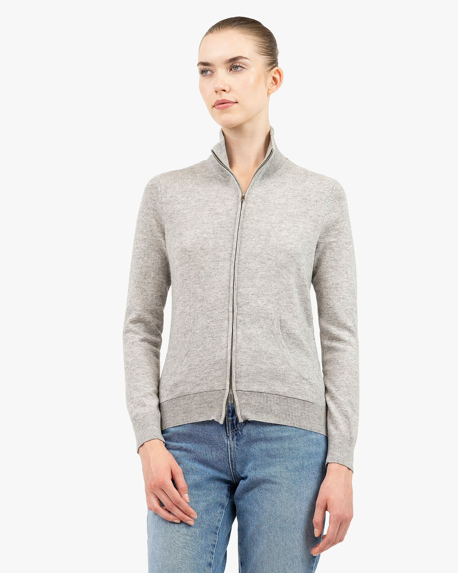 Women's Salò Zip Cardigan - Light Grey Cashmere