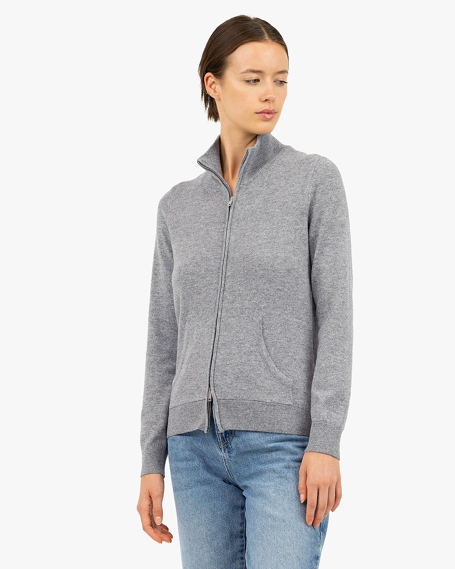 Women's Salò Zip Cardigan - Medium Grey Cashmere