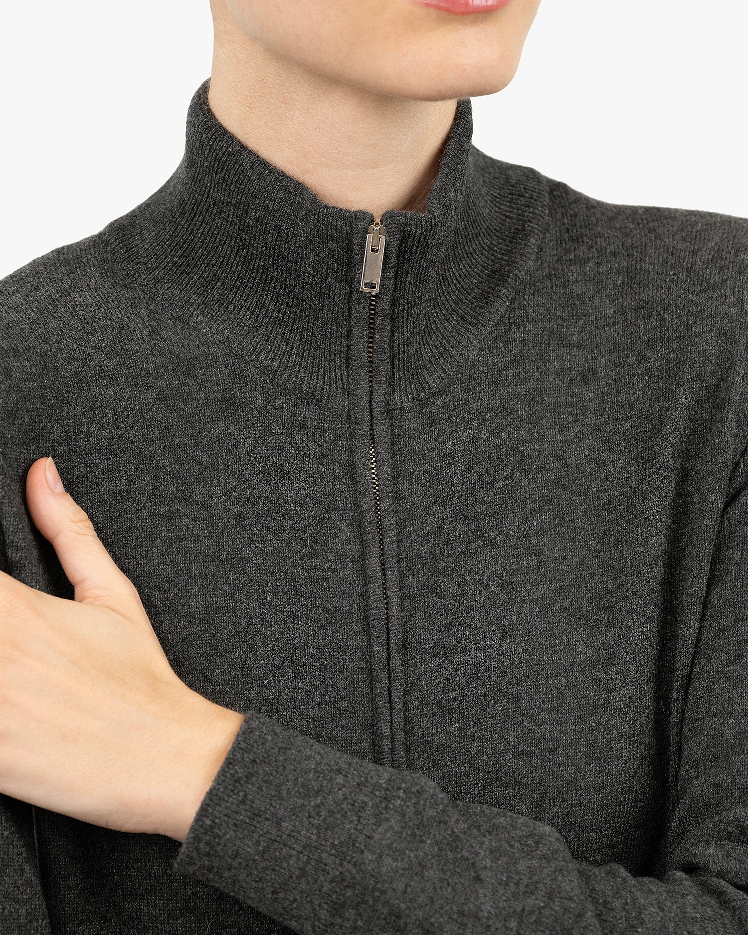Women's Salò Zip Cardigan - Charcoal Cashmere