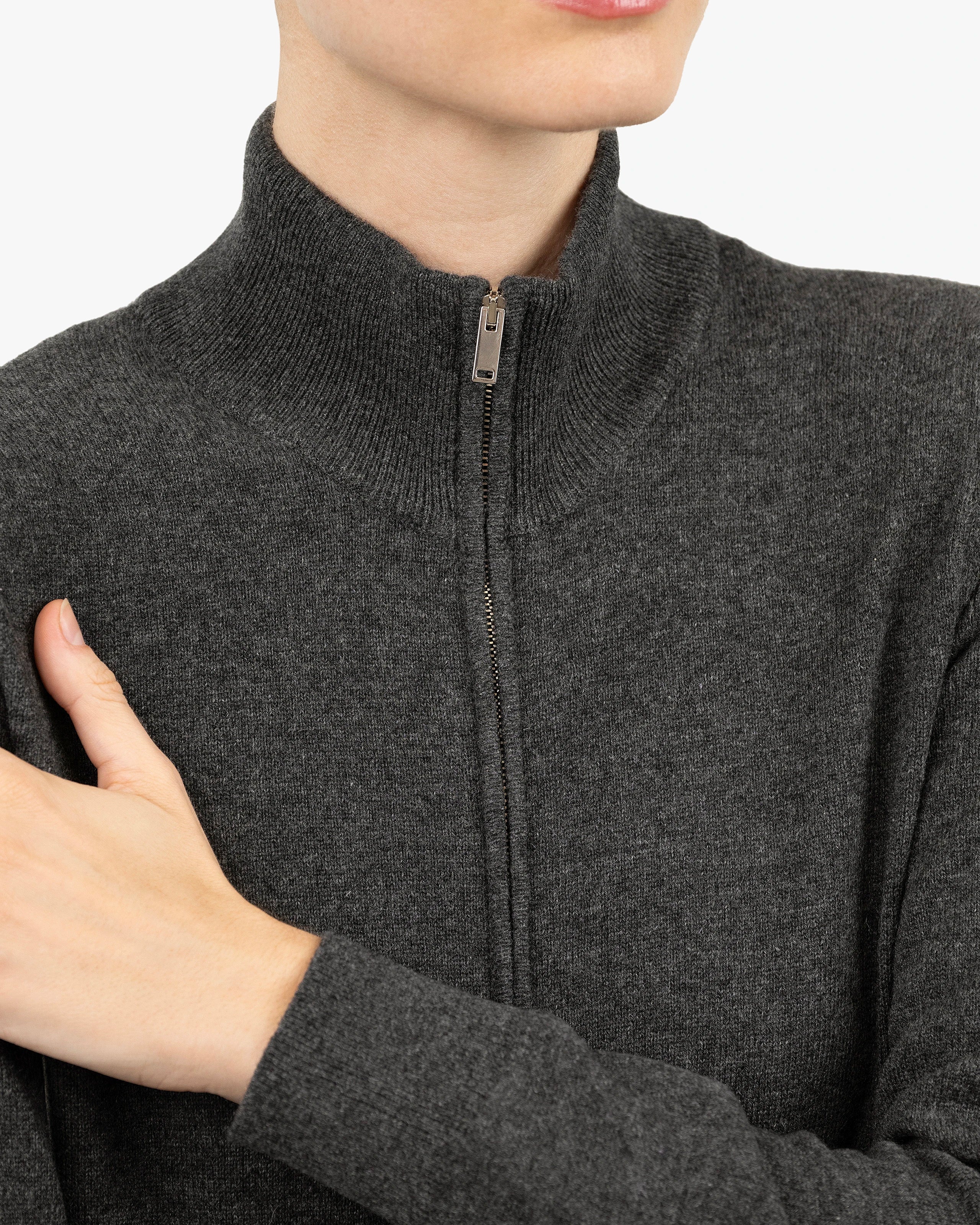 Women's Salò Zip Cardigan - Charcoal Cashmere