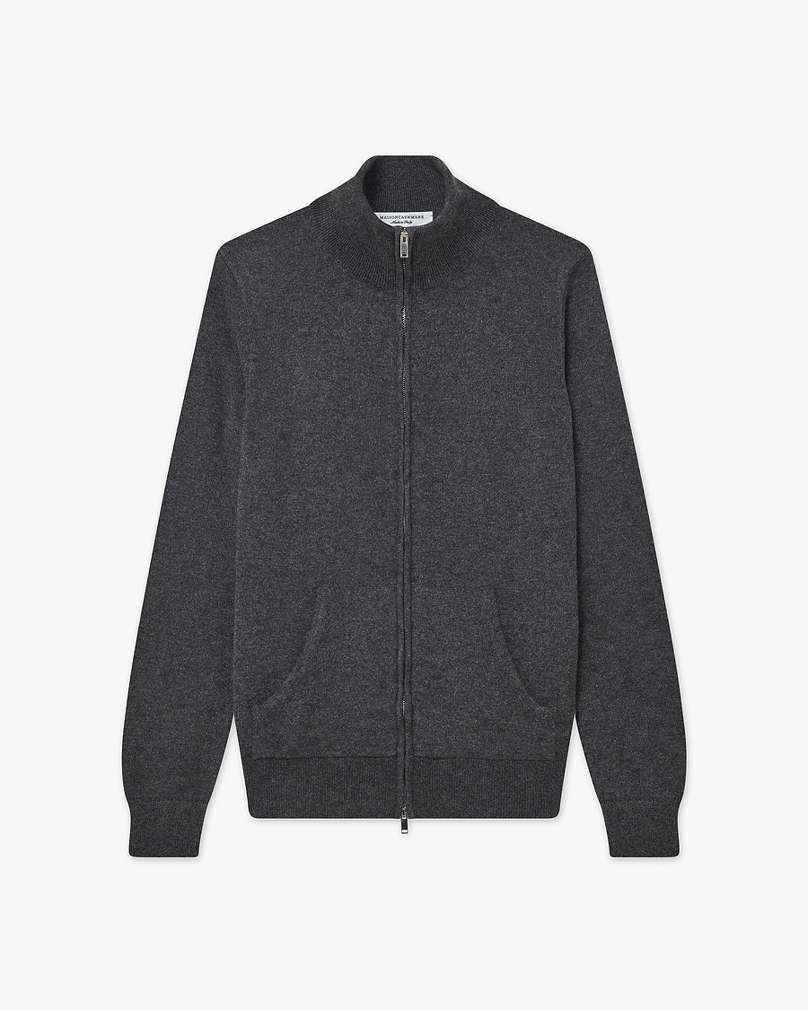 Women's Salò Zip Cardigan - Charcoal Cashmere