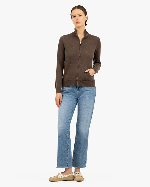 Women's Salò Zip Cardigan - Brown Cashmere