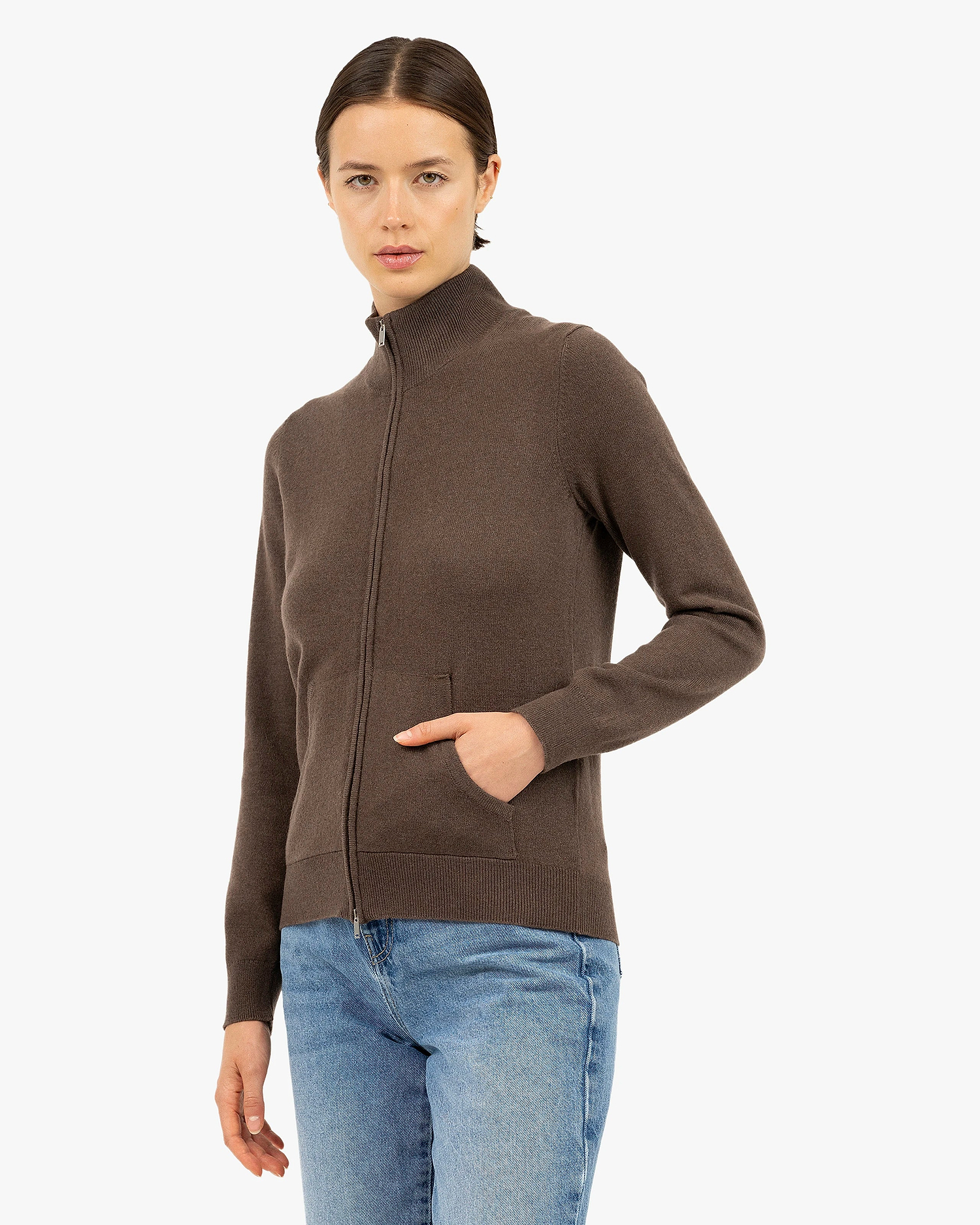 Women's Salò Zip Cardigan - Brown Cashmere