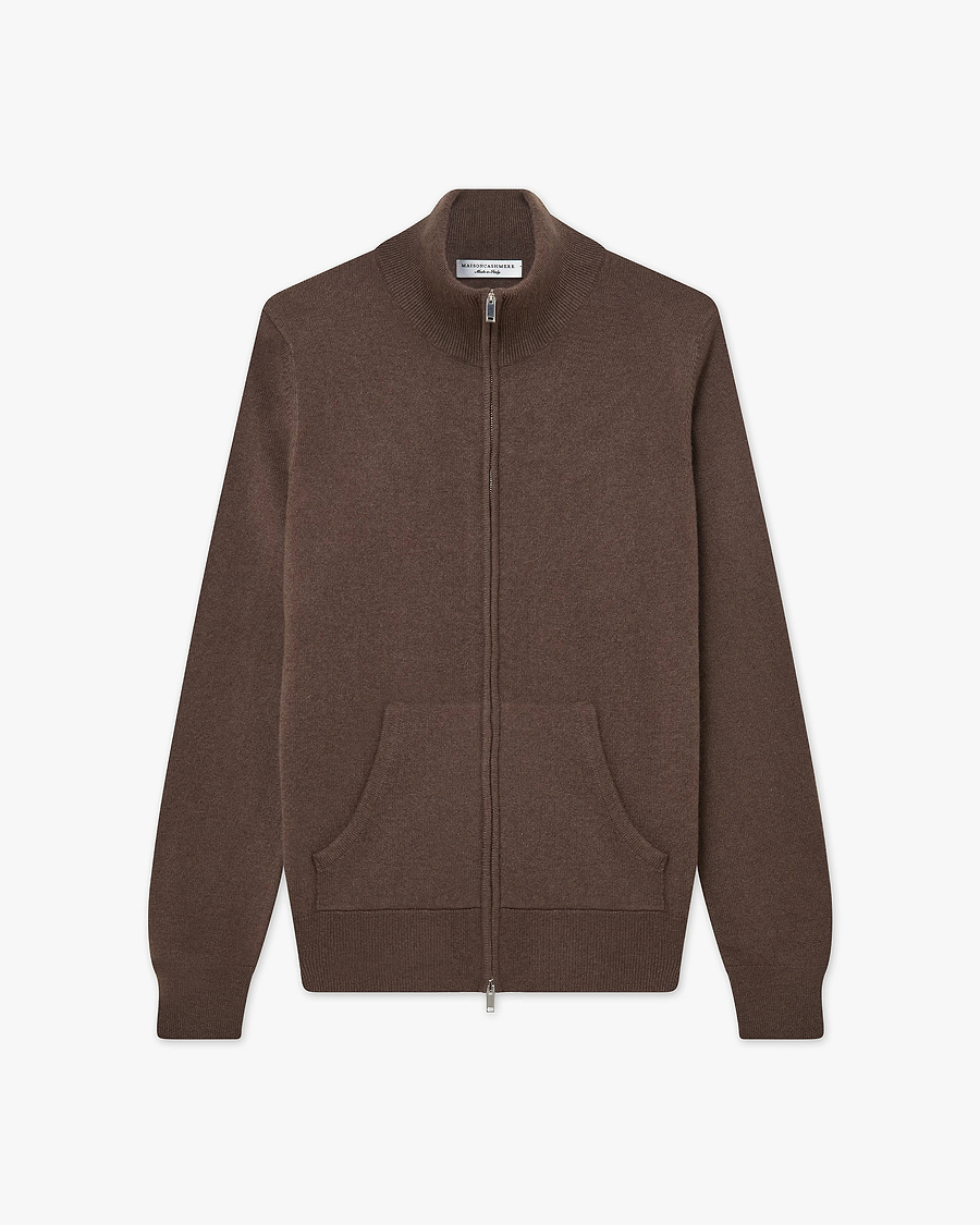 Women's Salò Zip Cardigan - Brown Cashmere