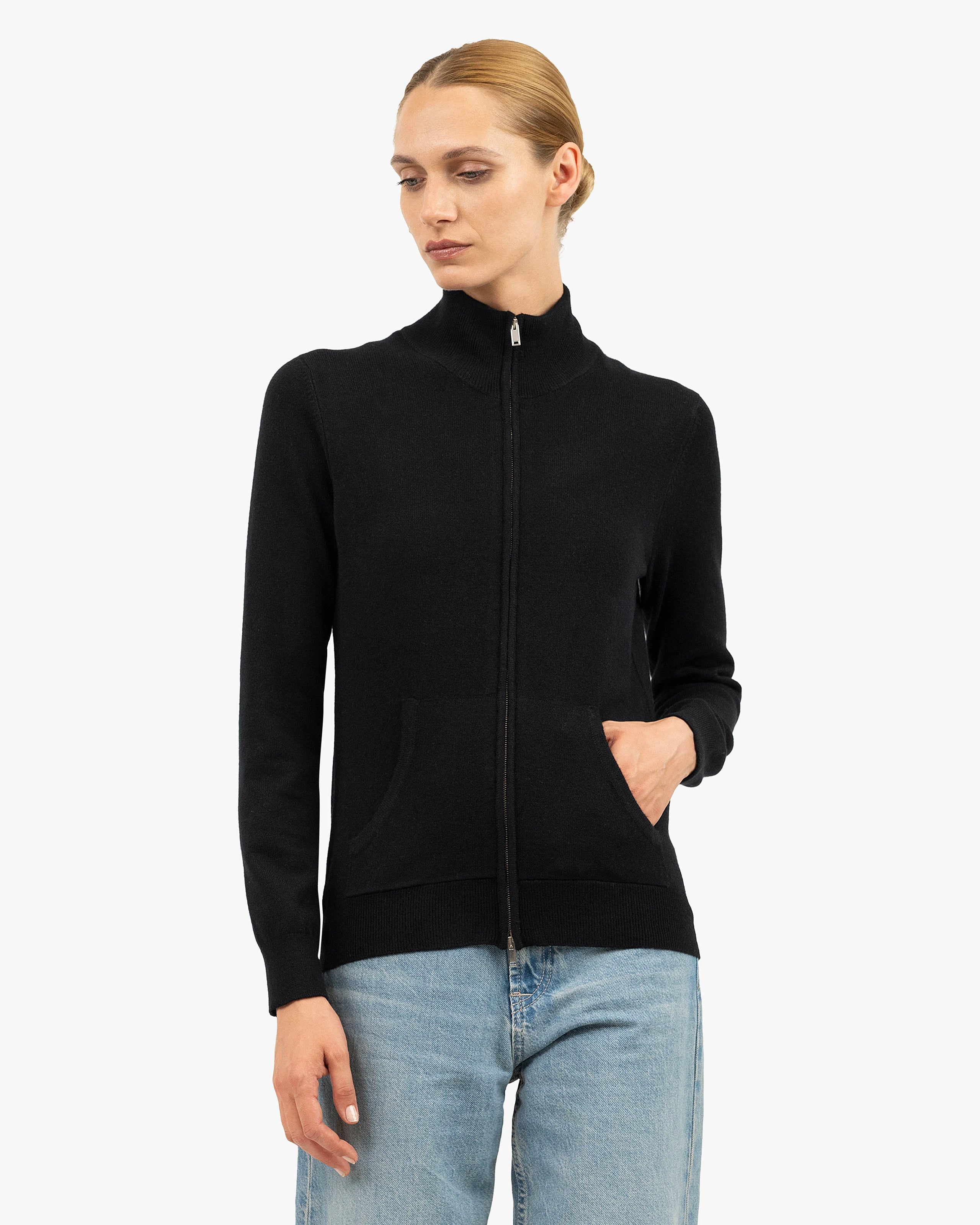 Women's Salò Zip Cardigan - Black Cashmere