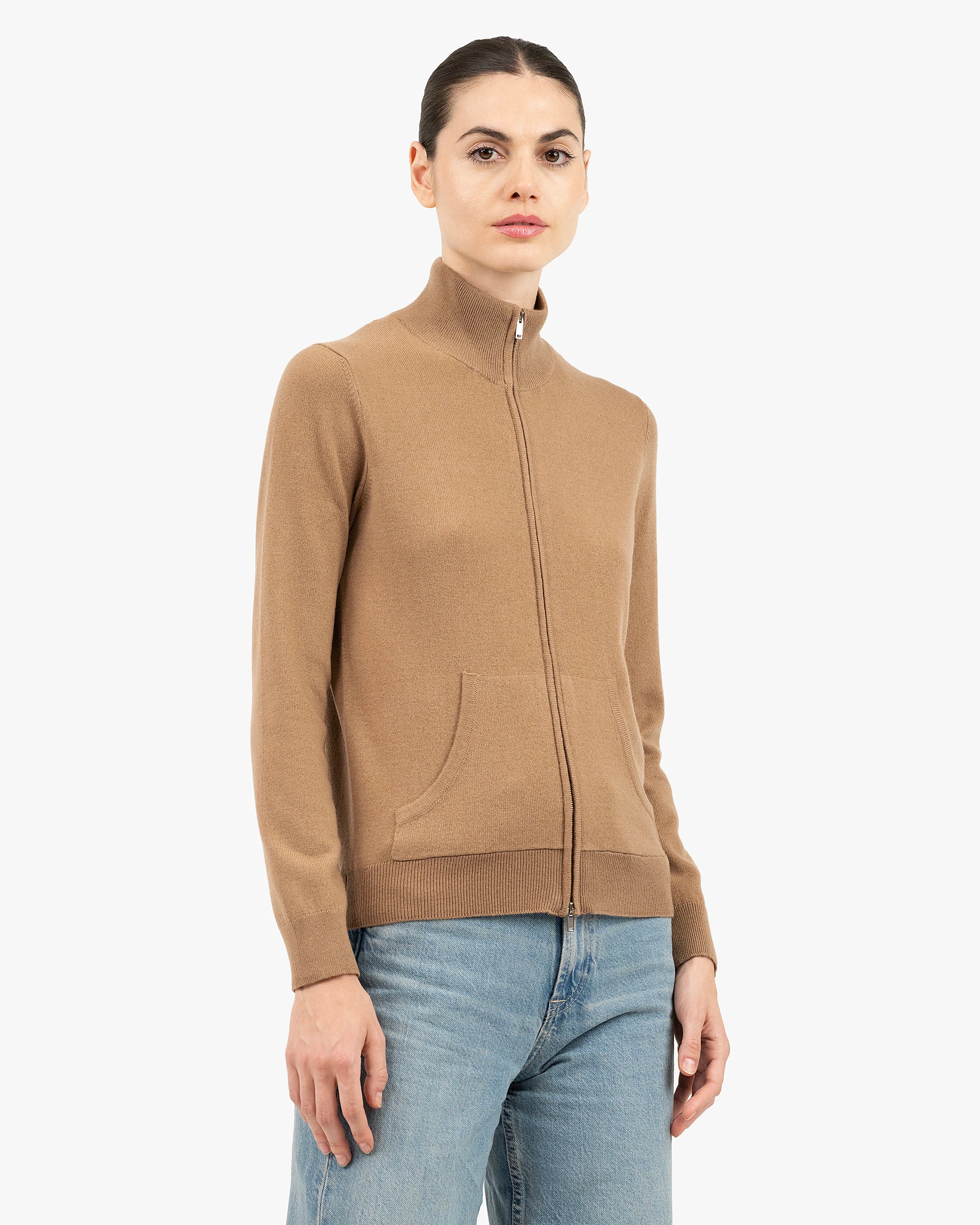 Women's Salò Zip Cardigan - Camel Cashmere