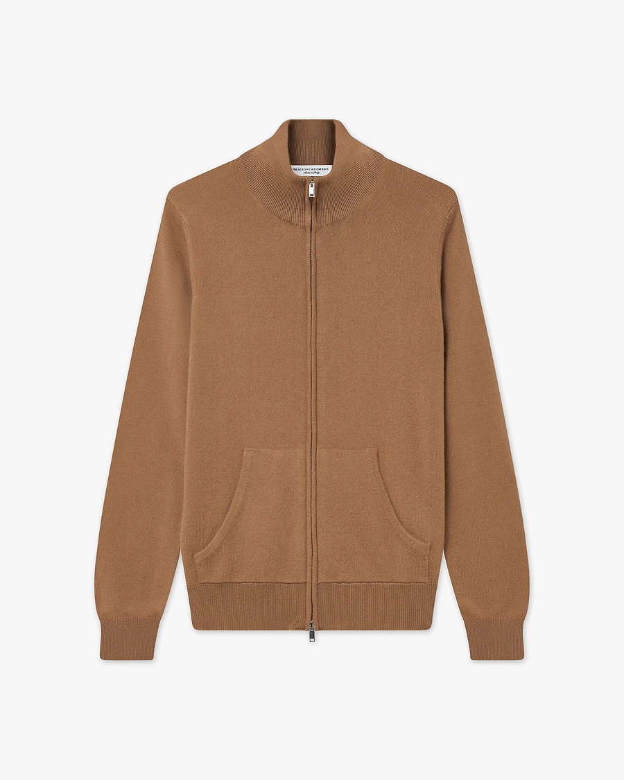 Women's Salò Zip Cardigan - Camel Cashmere