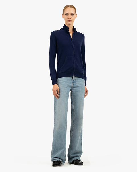 Women's Salò Zip Cardigan - Blue Cashmere