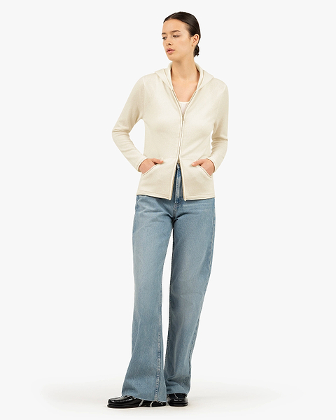 Women's Salò Zip Hoodie - White Cashmere