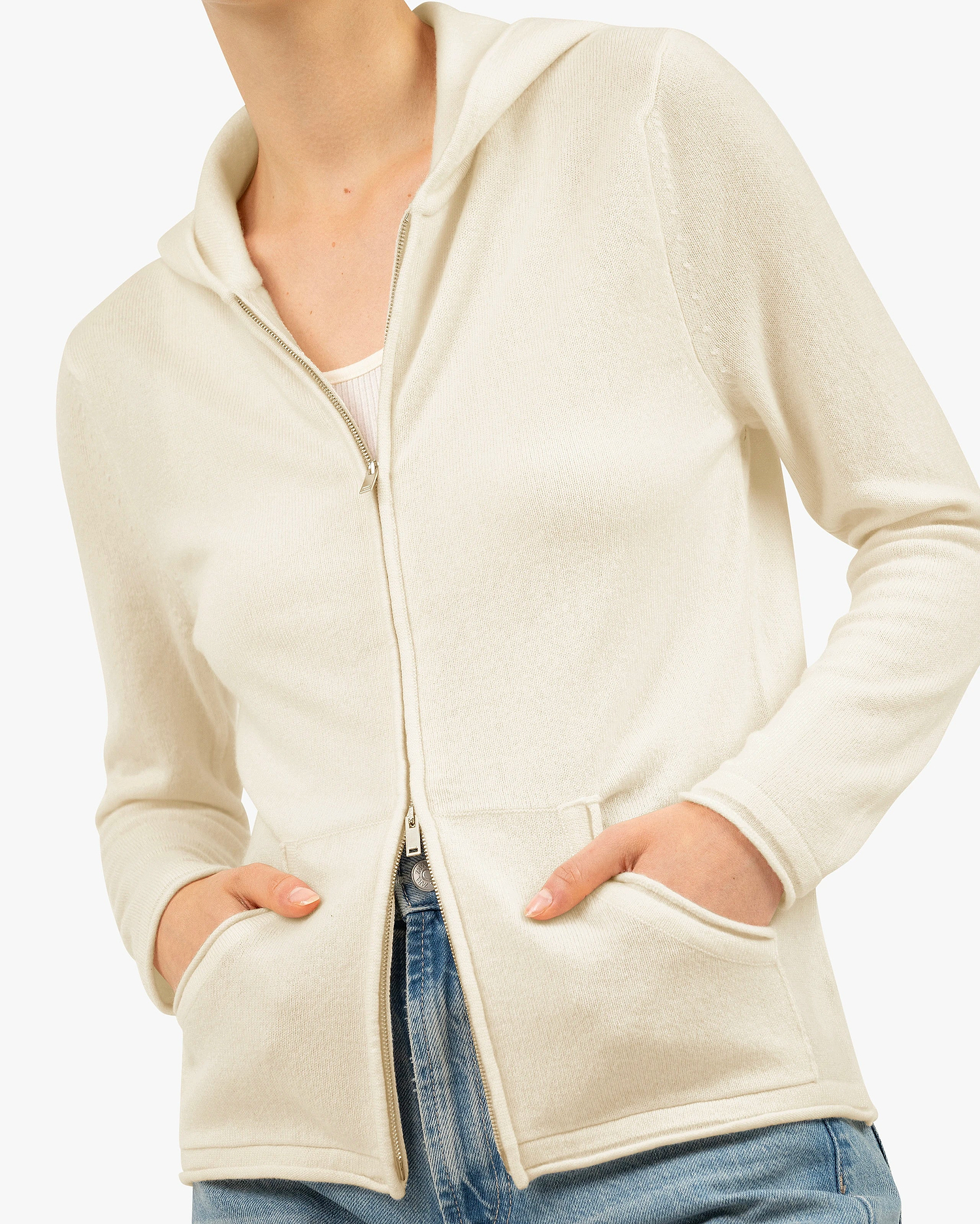 Women's Salò Zip Hoodie - White Cashmere