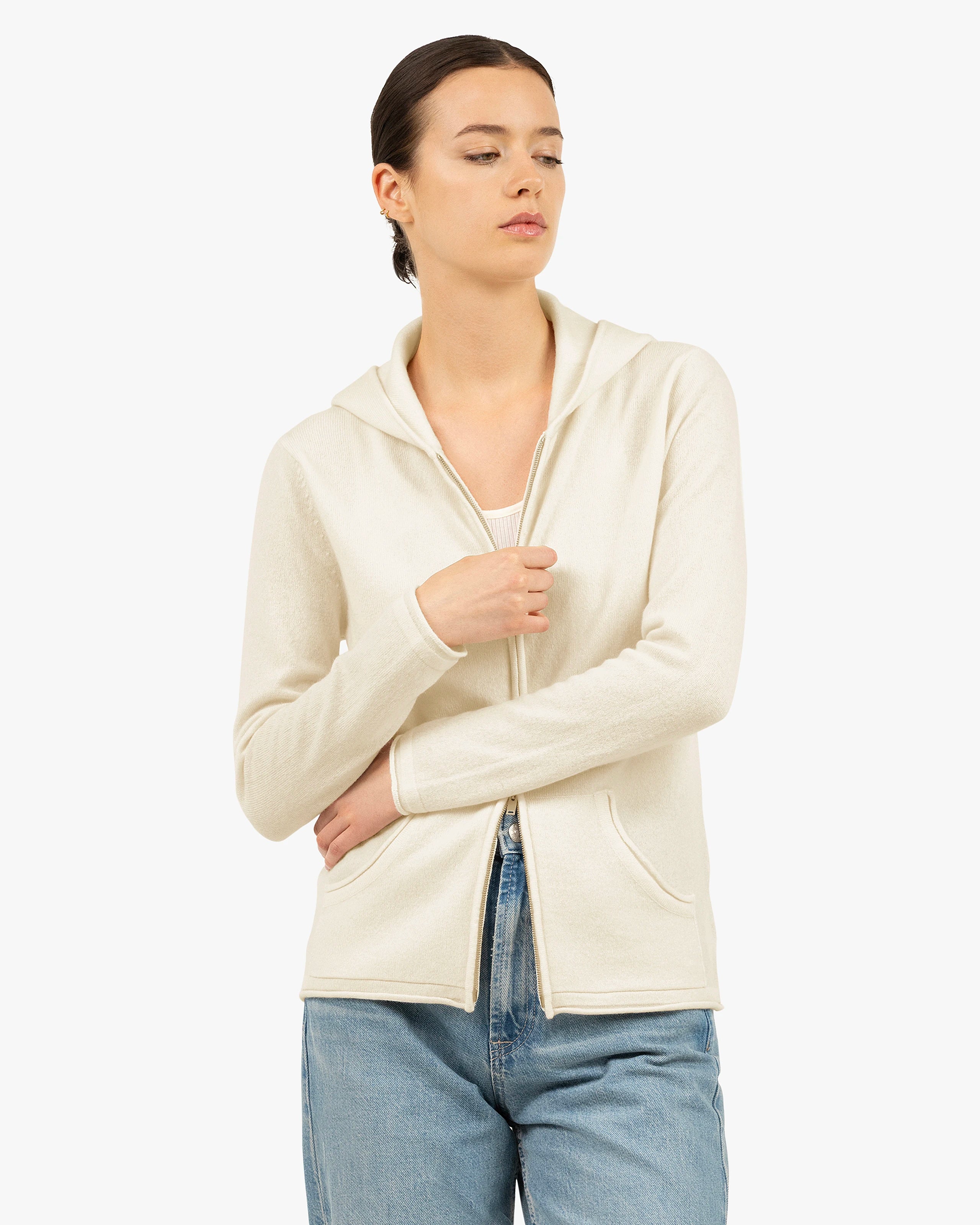 Women's Salò Zip Hoodie - White Cashmere