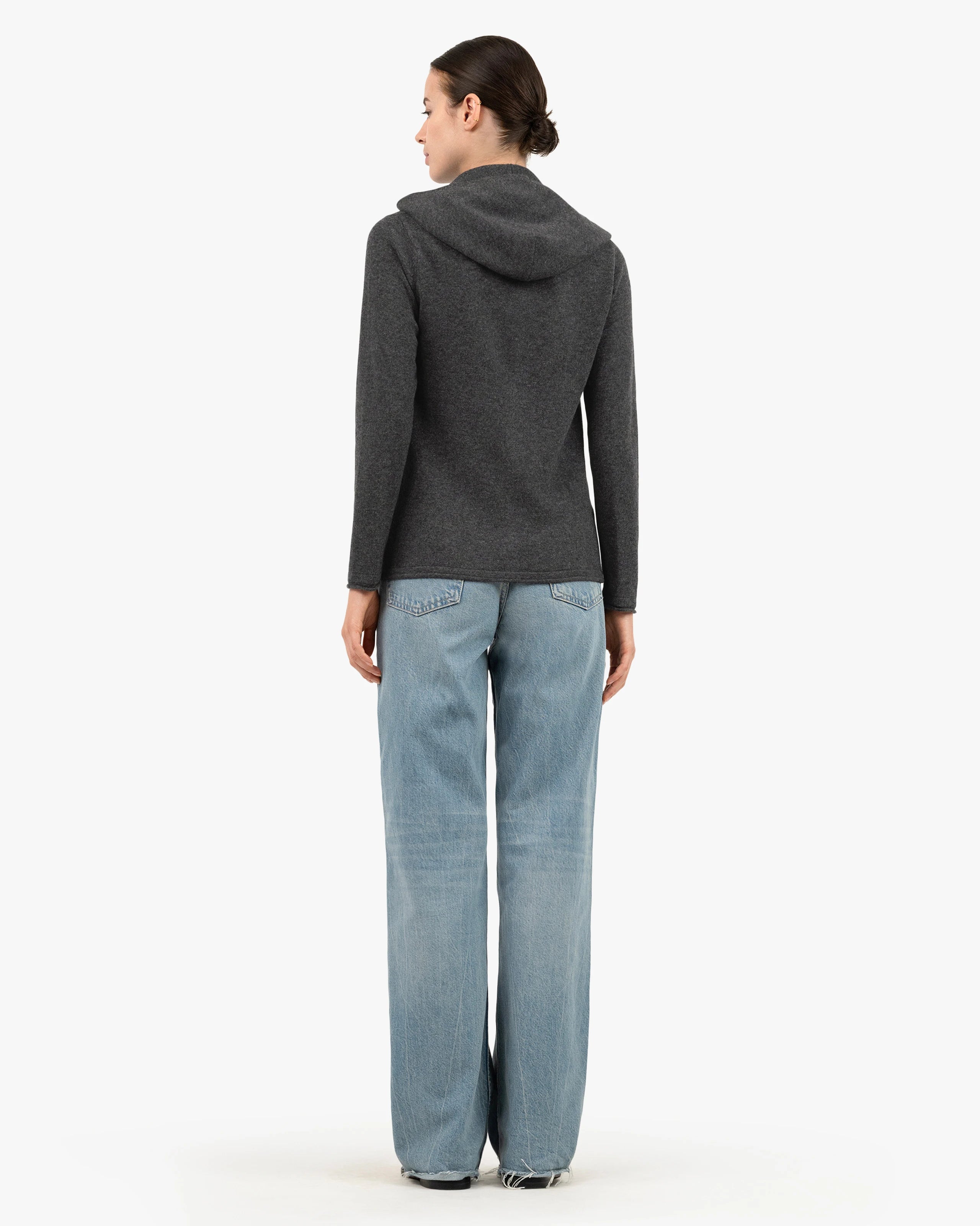 Women's Salò Zip Cashmere Hoodie - Charcoal | MaisonCashmere