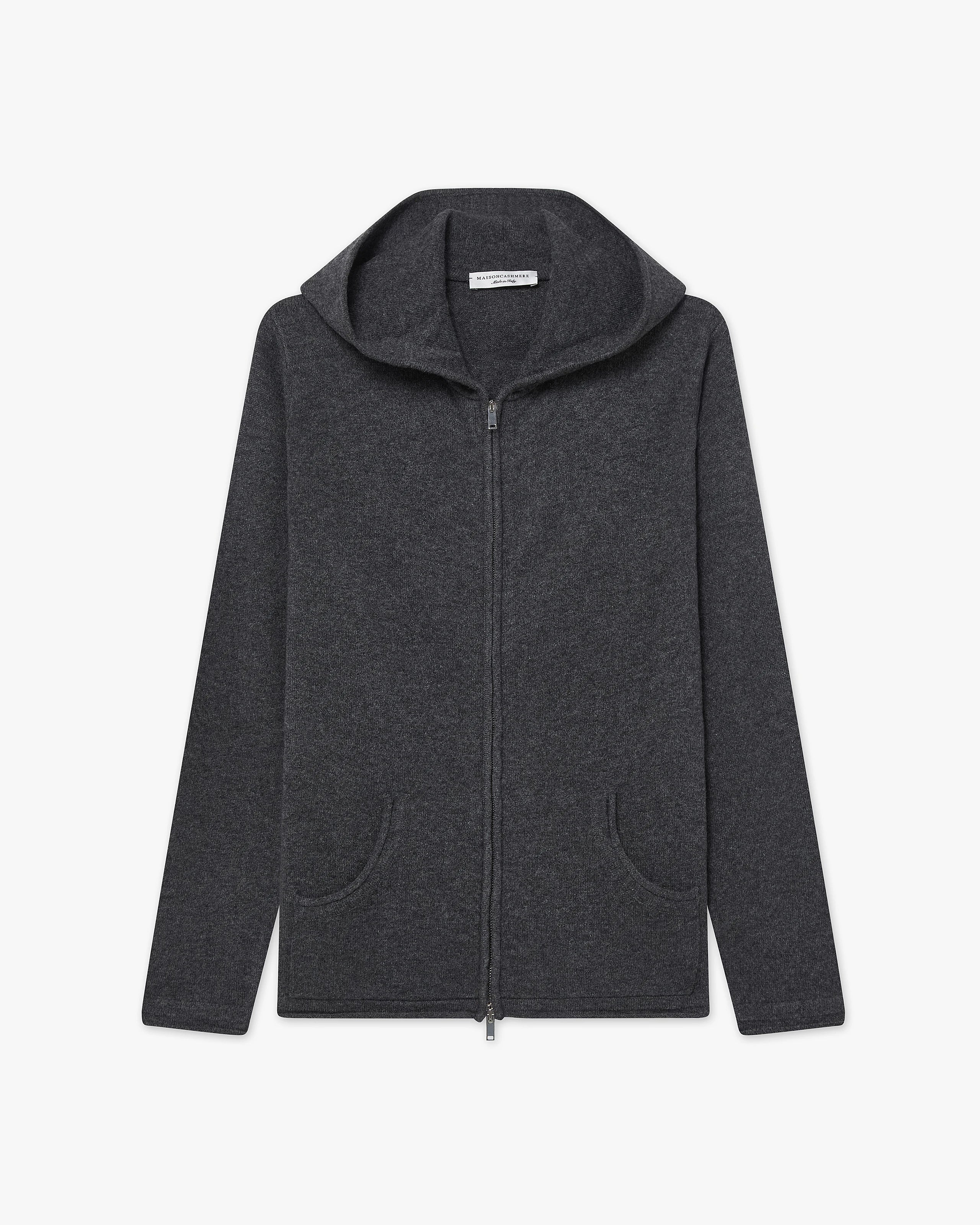 Women's Salò Zip Cashmere Hoodie - Charcoal | MaisonCashmere