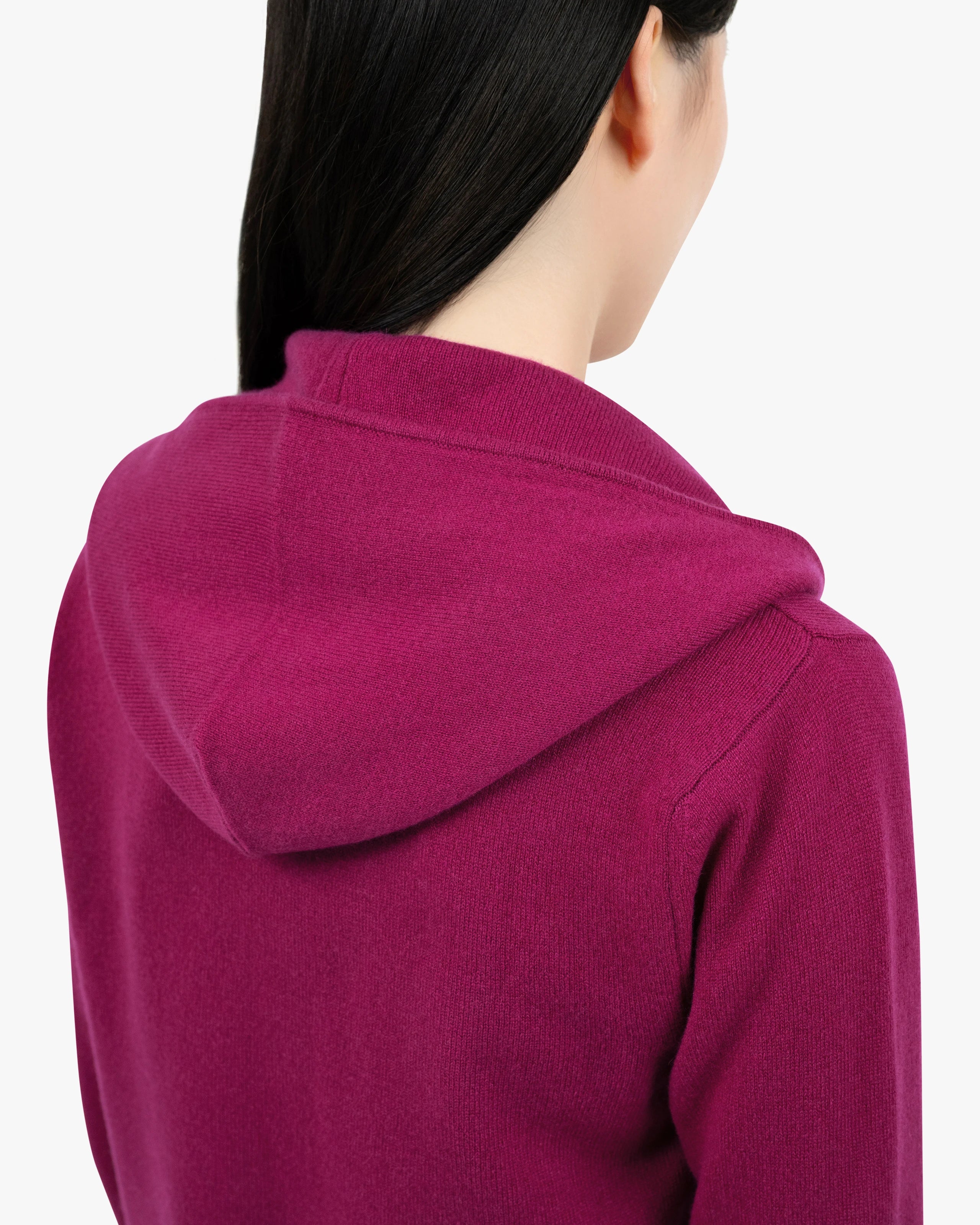 Women's Salò Zip Cashmere Hoodie - Magenta | MaisonCashmere