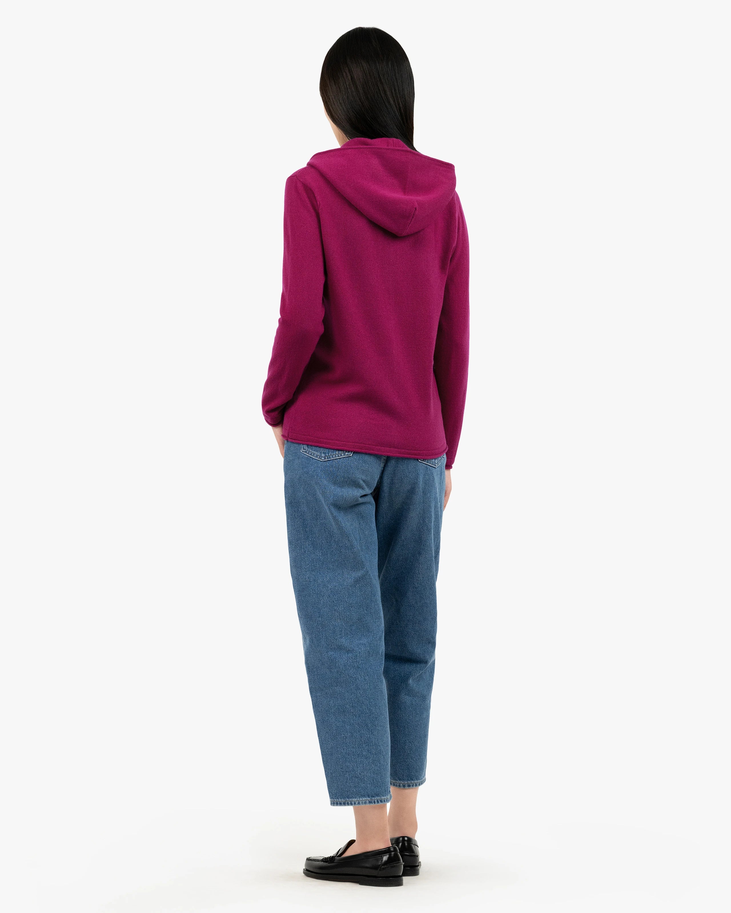Women's Salò Zip Cashmere Hoodie - Magenta | MaisonCashmere