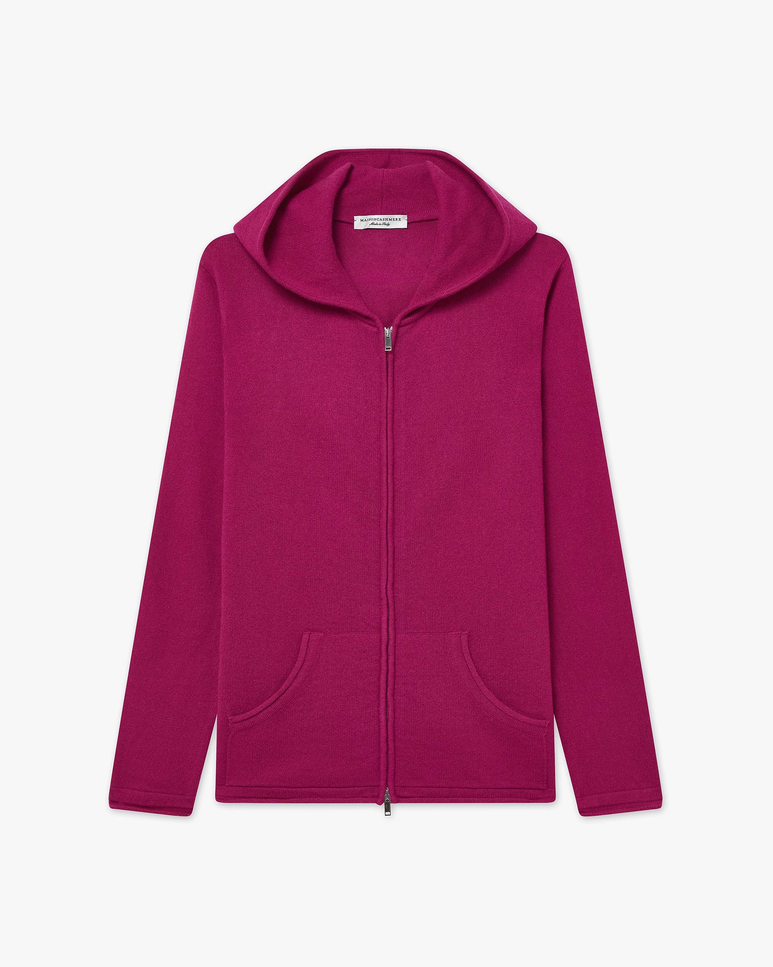 Women's Salò Zip Cashmere Hoodie - Magenta | MaisonCashmere