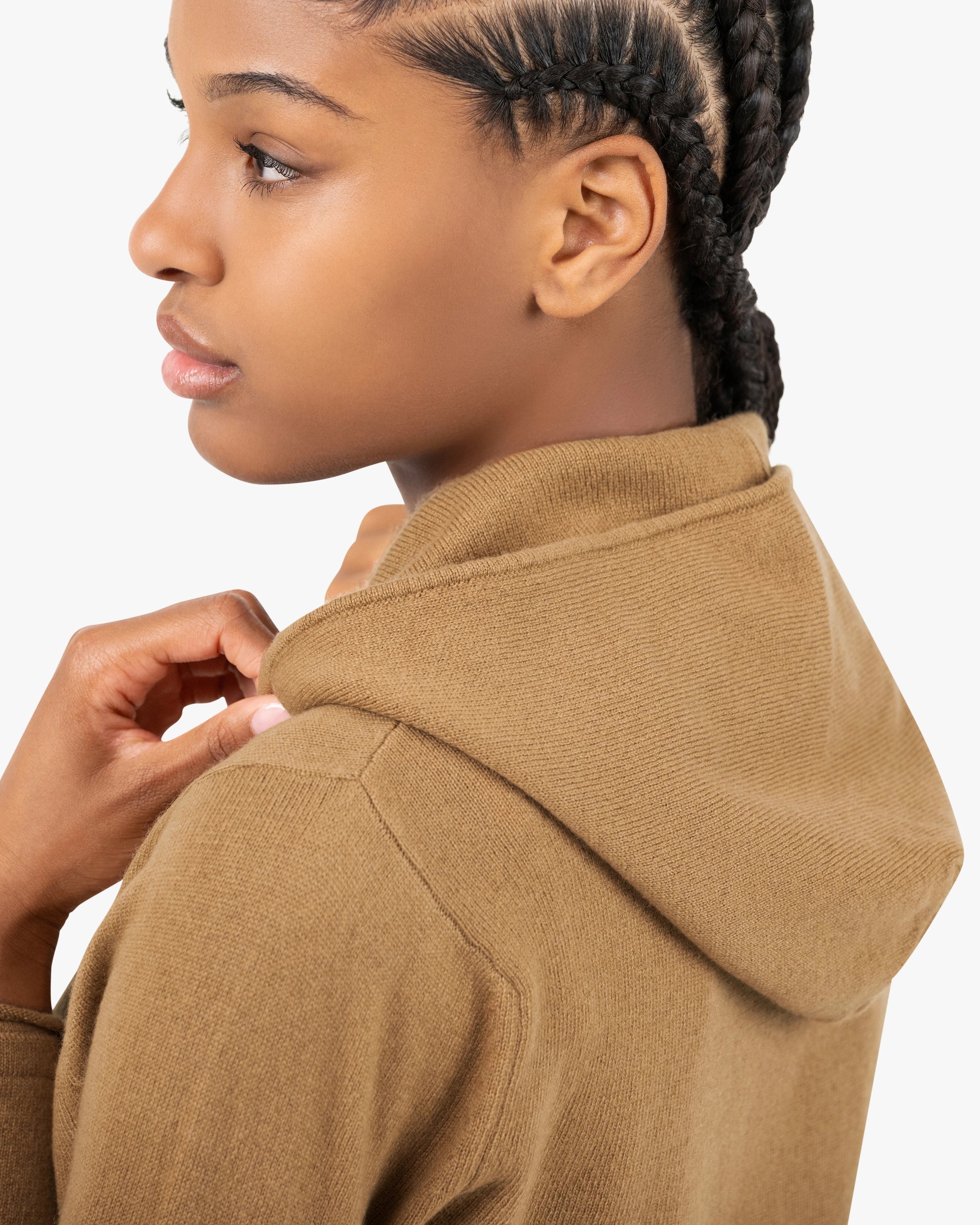 Women's Salò Zip Cashmere Hoodie - Camel | MaisonCashmere
