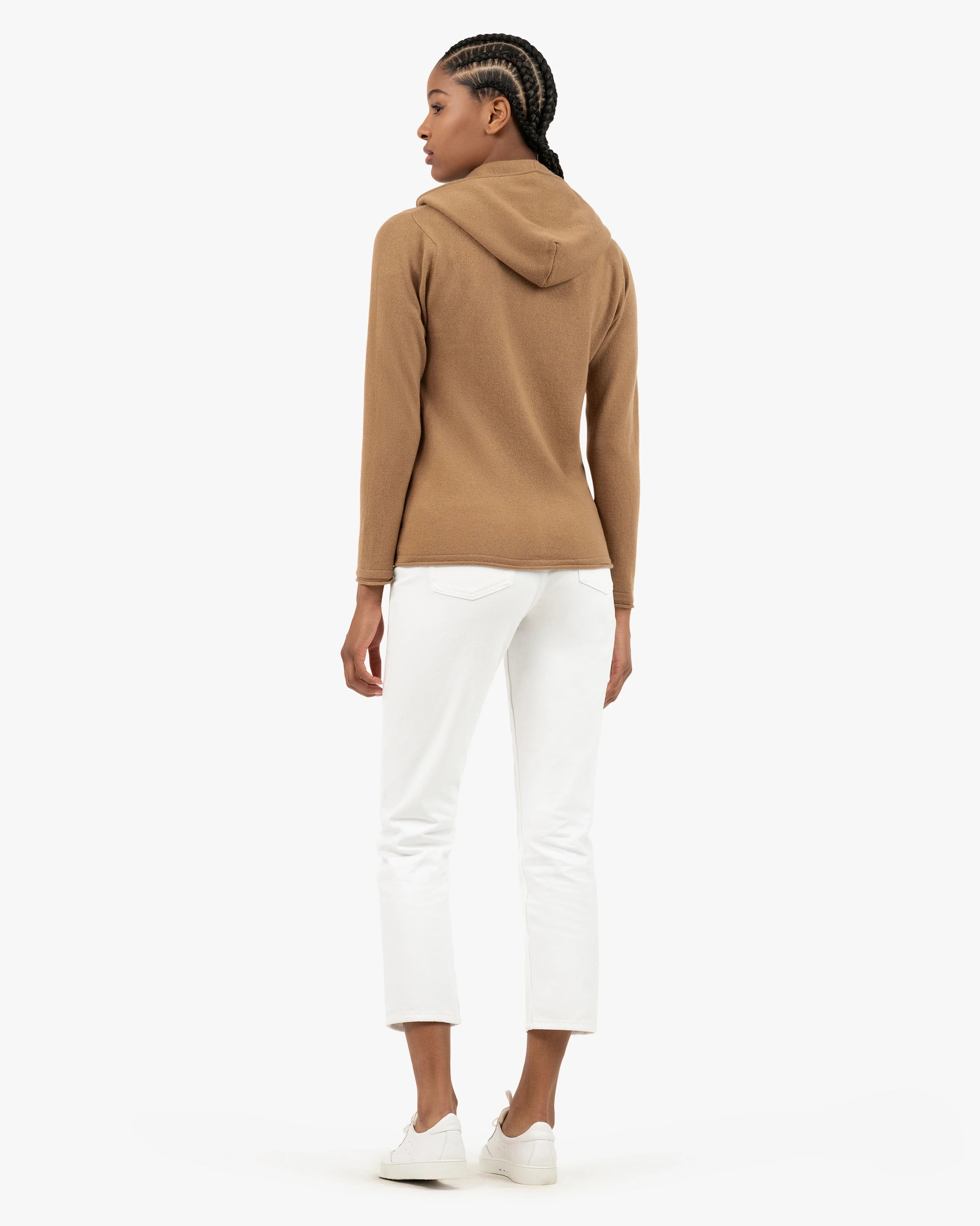Women's Salò Zip Cashmere Hoodie - Camel | MaisonCashmere
