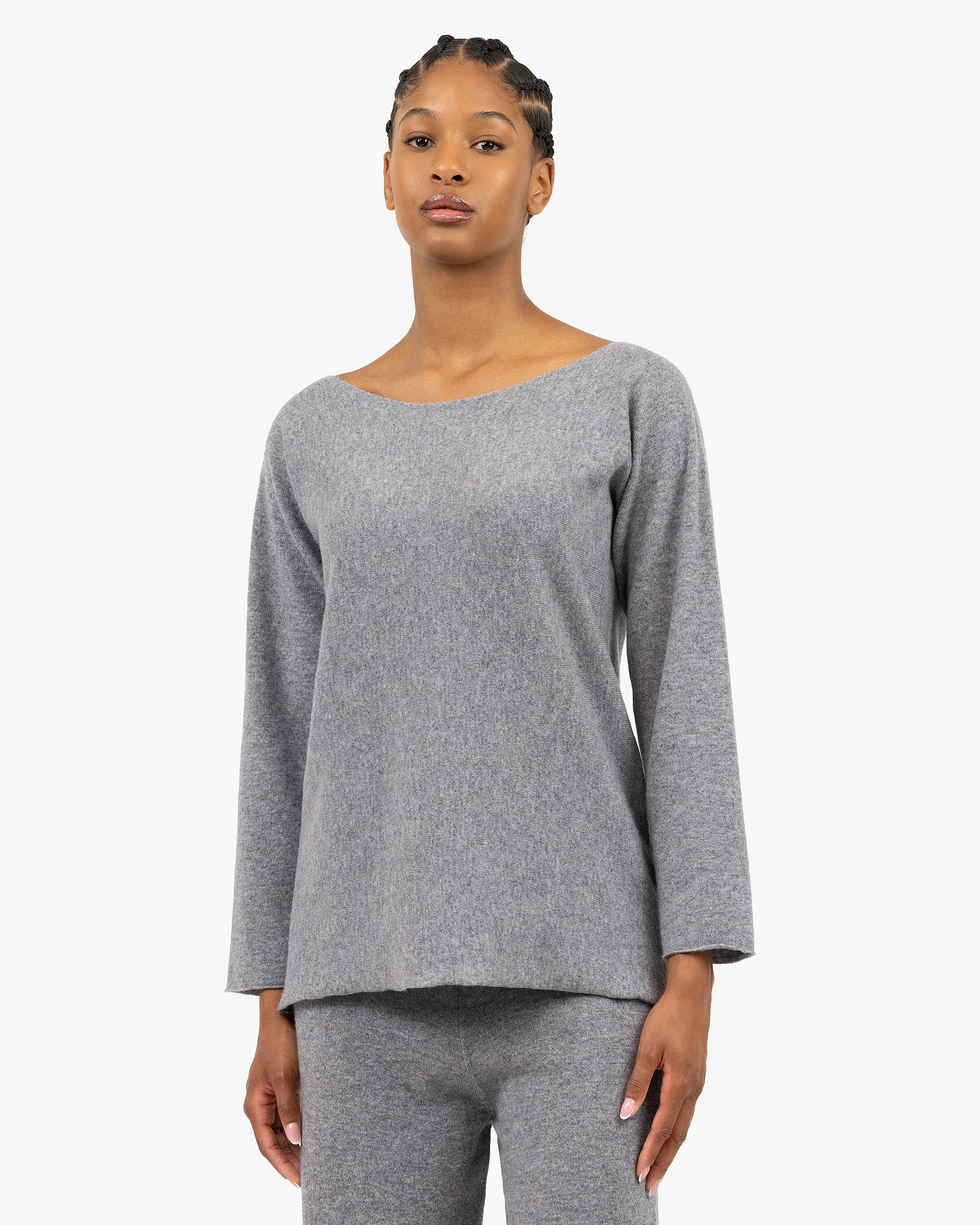 Chaillot Boat Neck Sweater - Medium Grey Cashmere