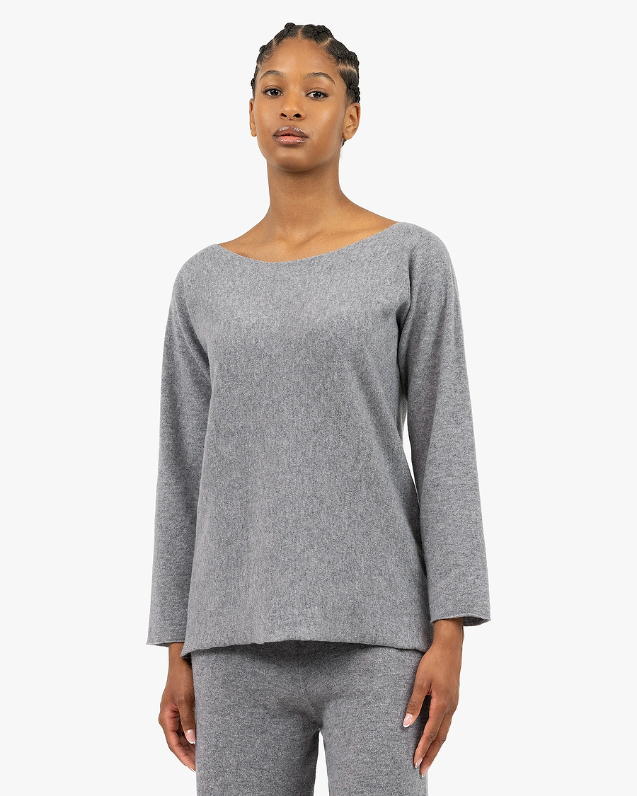 Chaillot Boat Neck Sweater - Medium Grey Cashmere