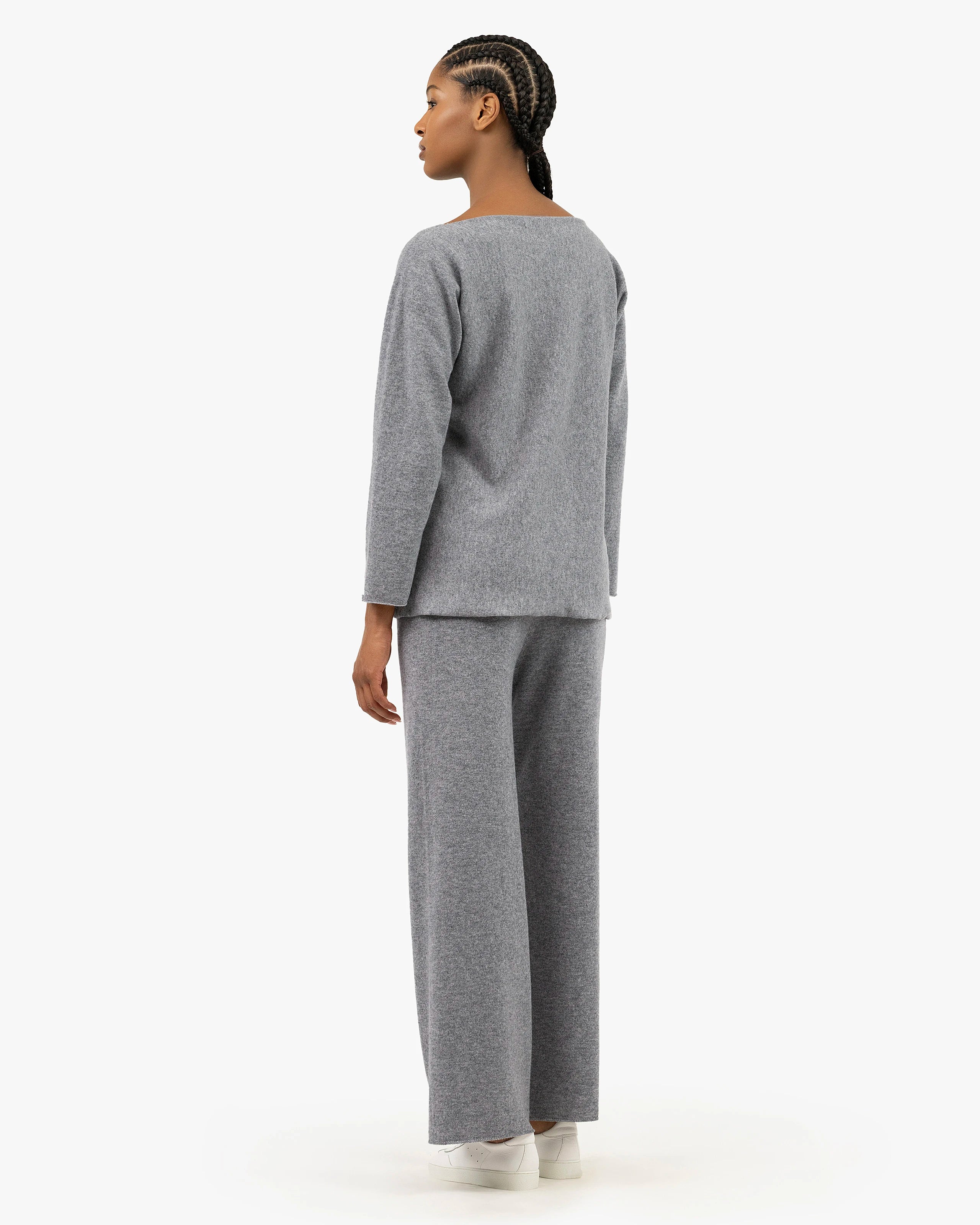 Chaillot Boat Neck Sweater - Medium Grey Cashmere