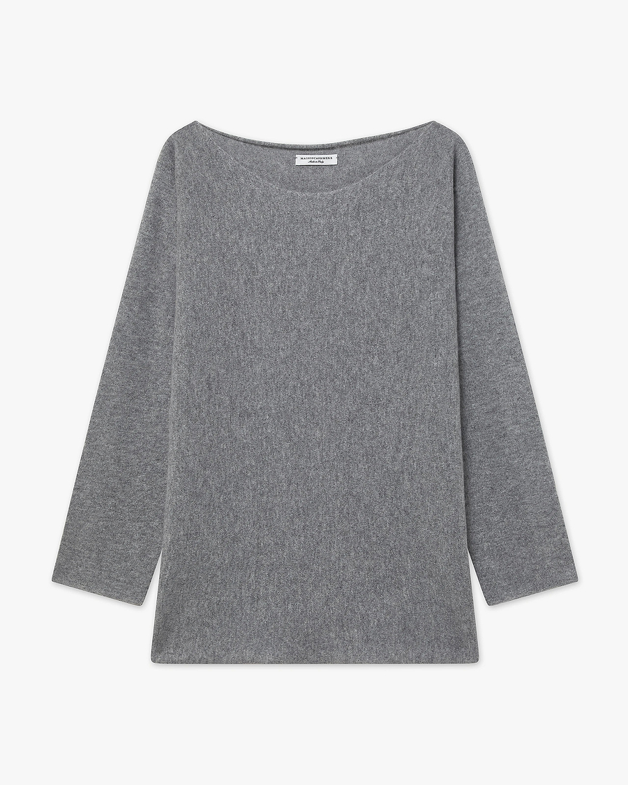 Chaillot Boat Neck Sweater - Medium Grey Cashmere