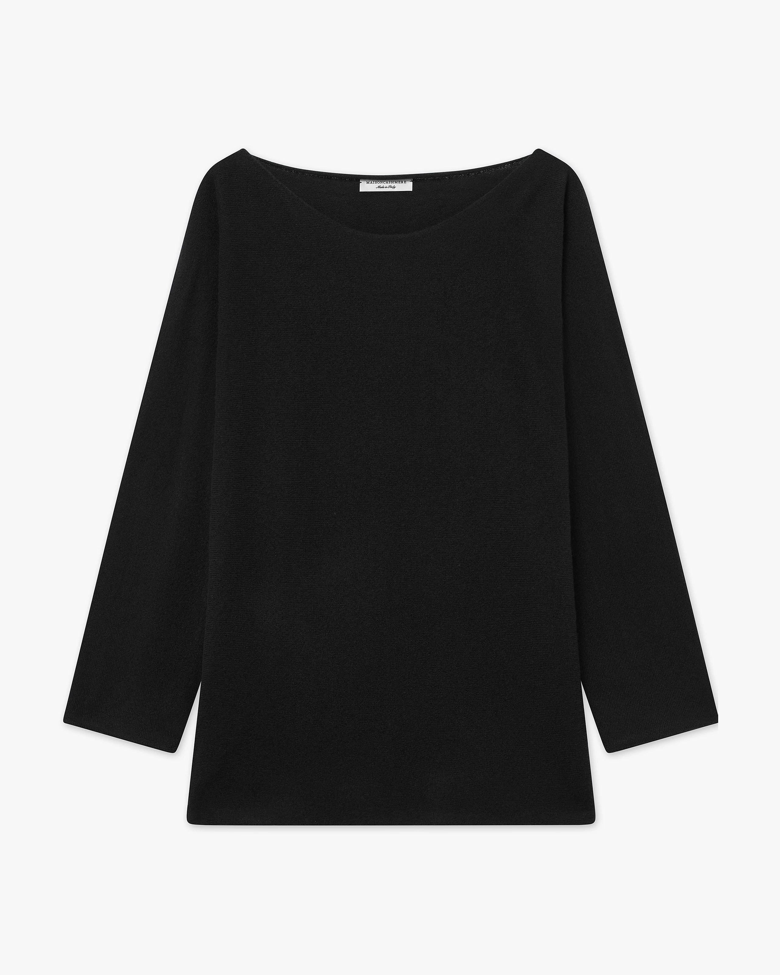 Chaillot Boat Neck Sweater - Black Cashmere