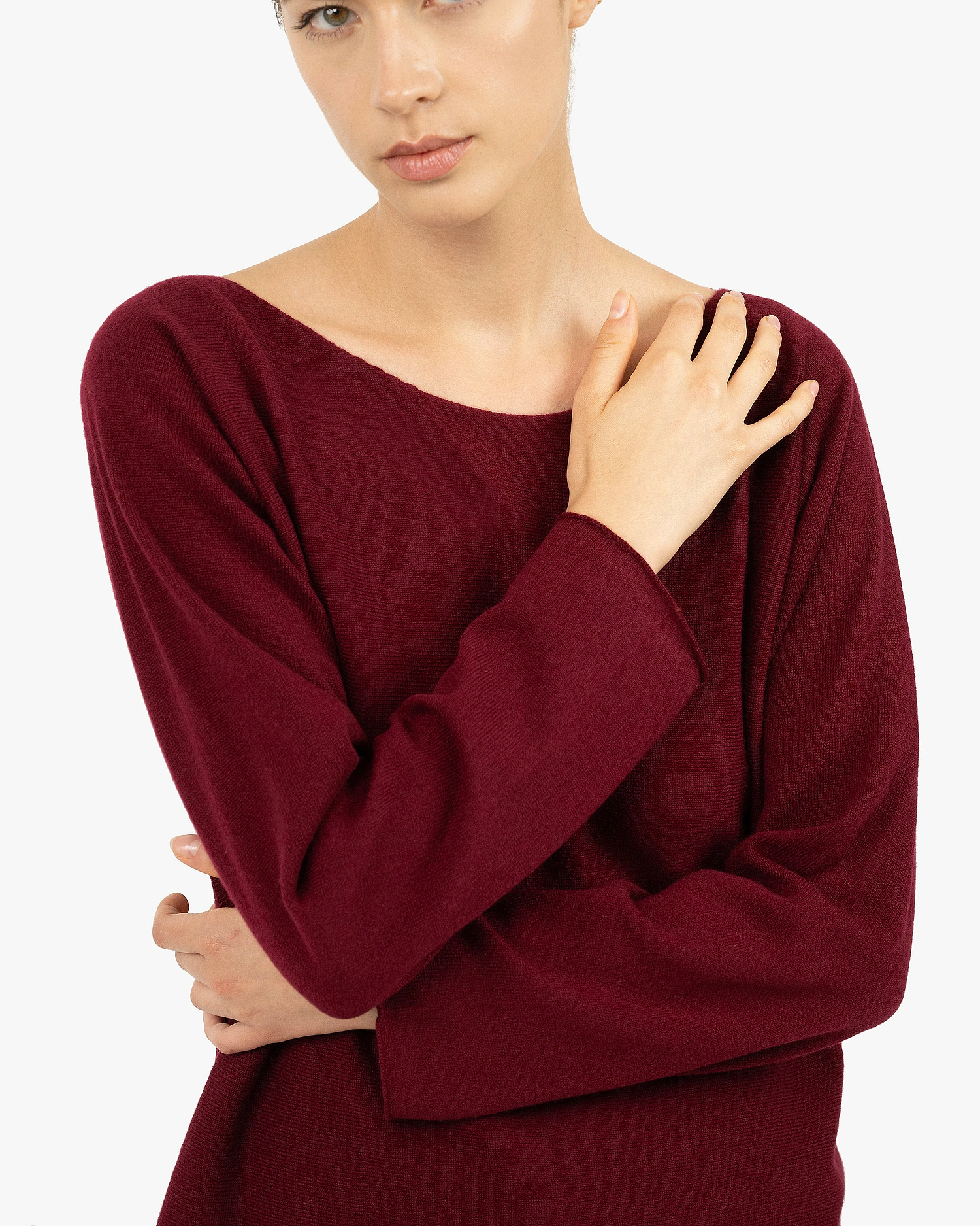 Chaillot Boat Neck Sweater - Bordeaux Cashmere