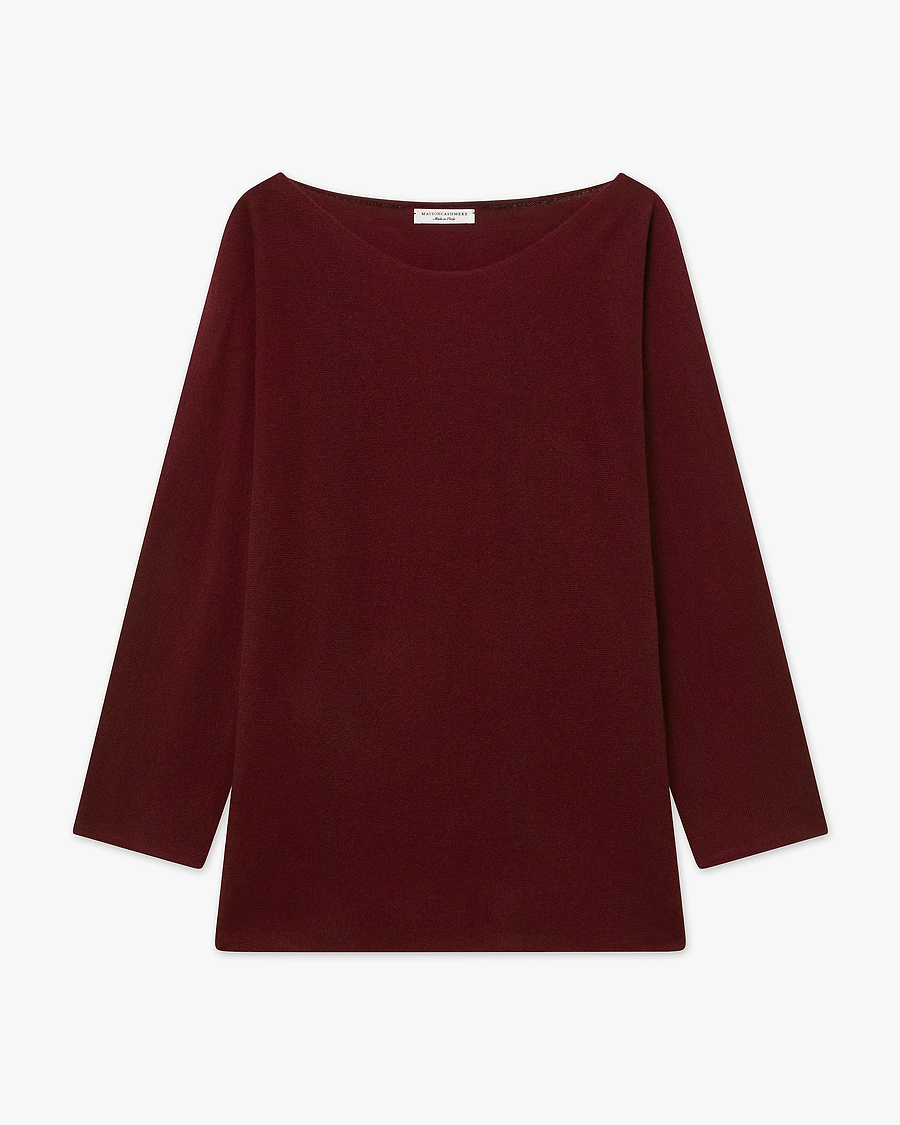 Chaillot Boat Neck Sweater - Bordeaux Cashmere