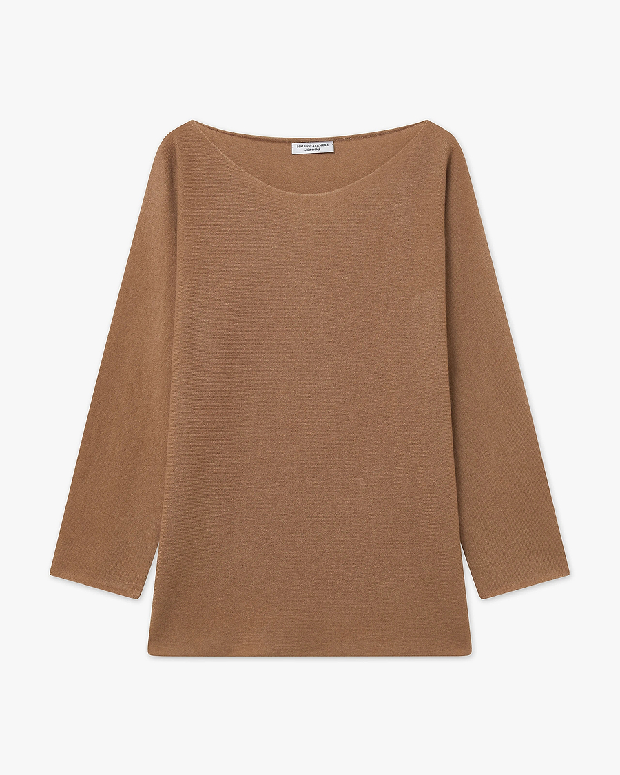 Chaillot Boat Neck Sweater - Camel Cashmere