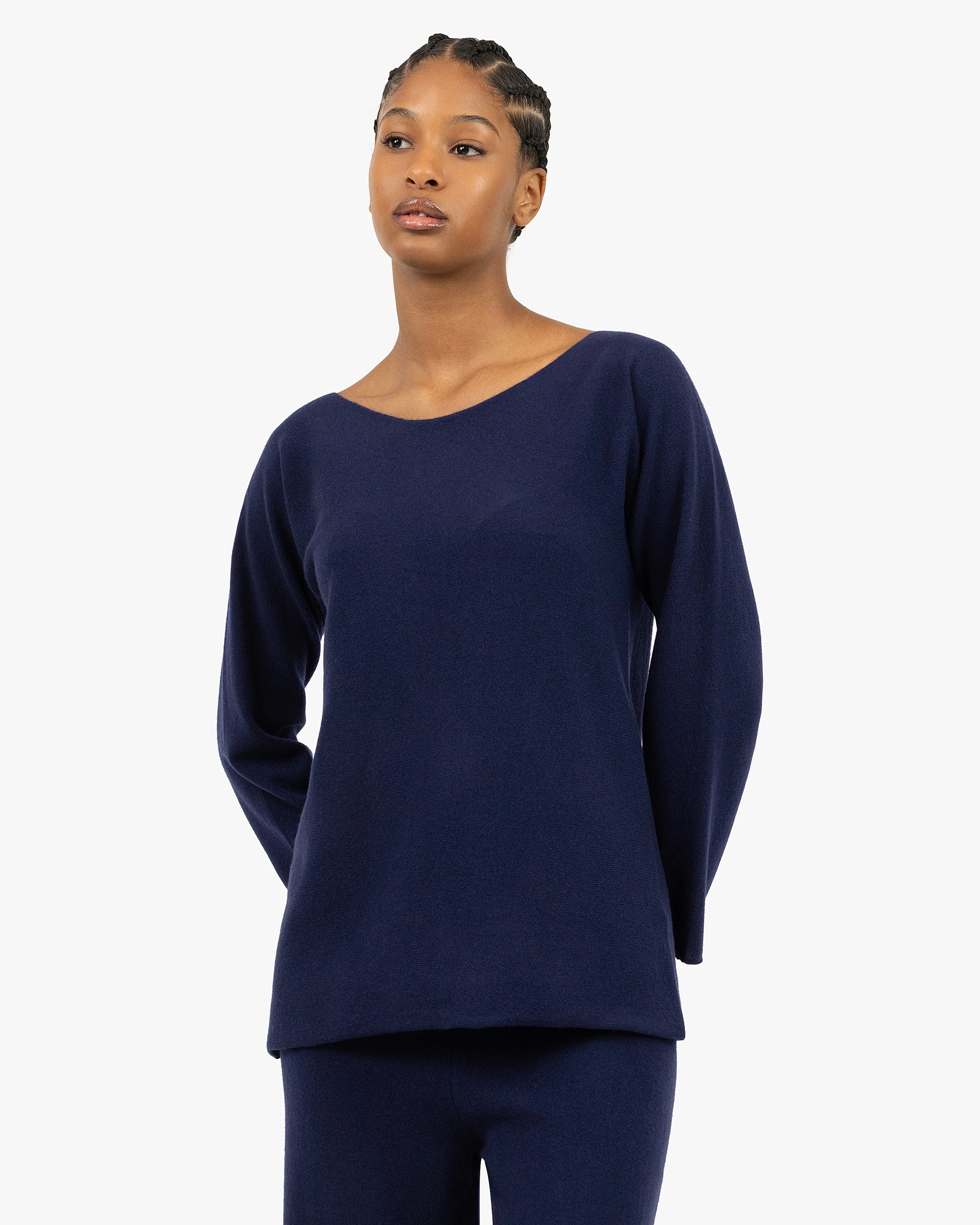 Chaillot Boat Neck Sweater - Blue Cashmere