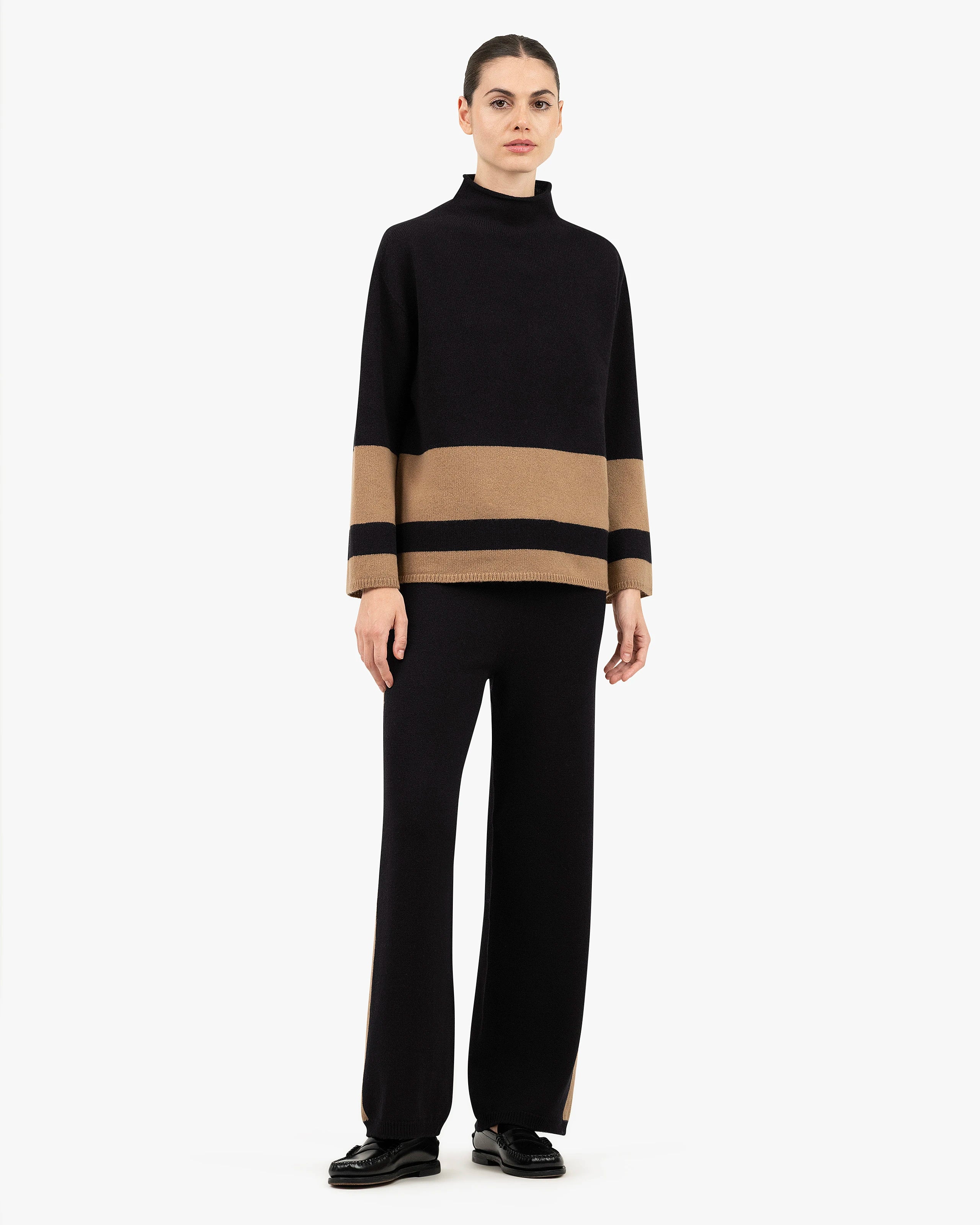 Cortona Mock Neck Sweater - Black Cashmere