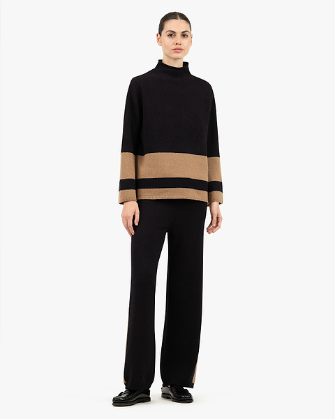 Cortona Mock Neck Sweater - Black Cashmere