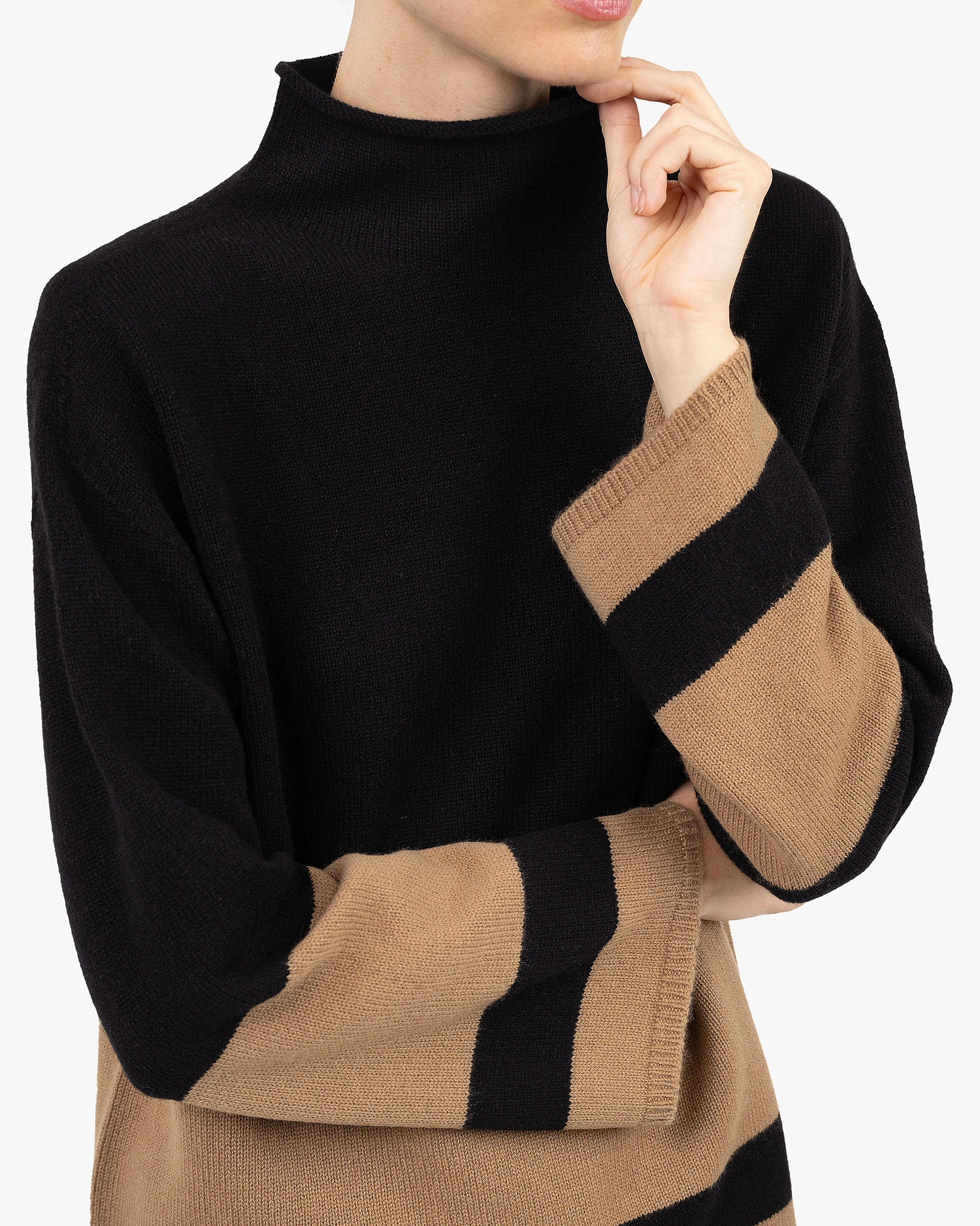 Cortona Mock Neck Sweater - Black Cashmere