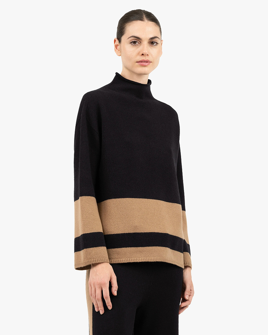 Cortona Mock Neck Sweater - Black Cashmere
