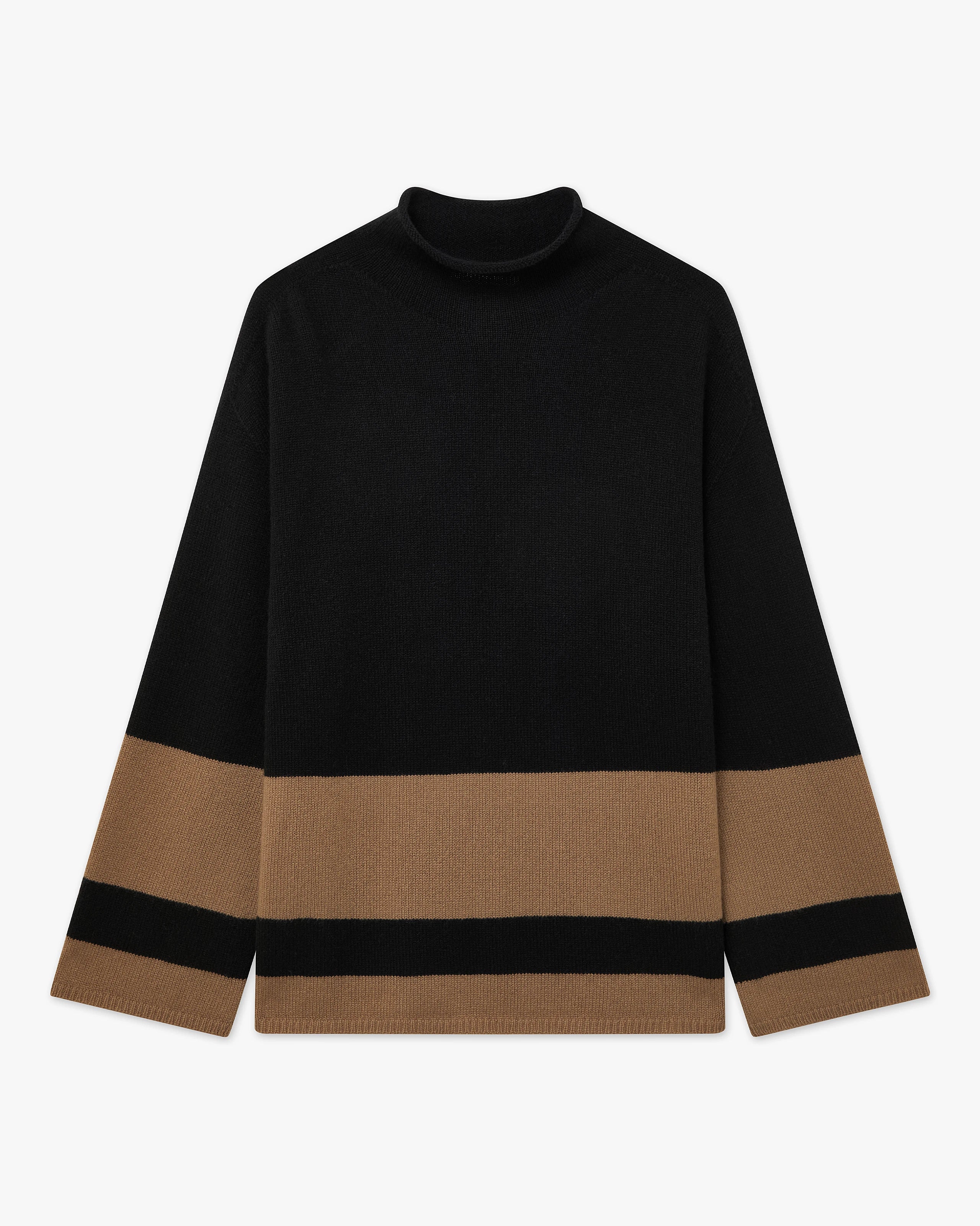 Cortona Mock Neck Sweater - Black Cashmere