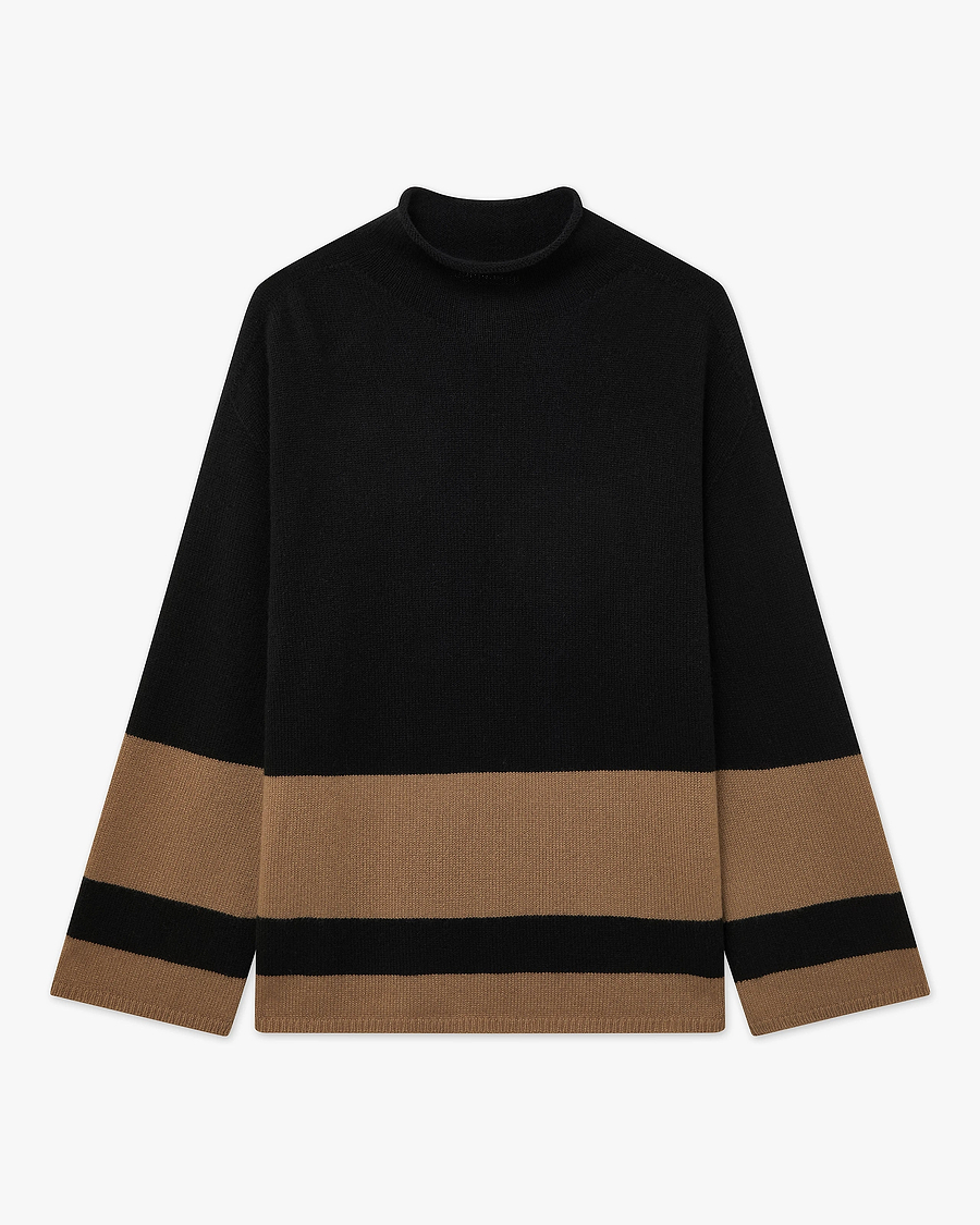 Cortona Mock Neck Sweater - Black Cashmere