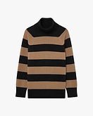 Cortona Gestreifter Rollkragenpullover - Schwarz