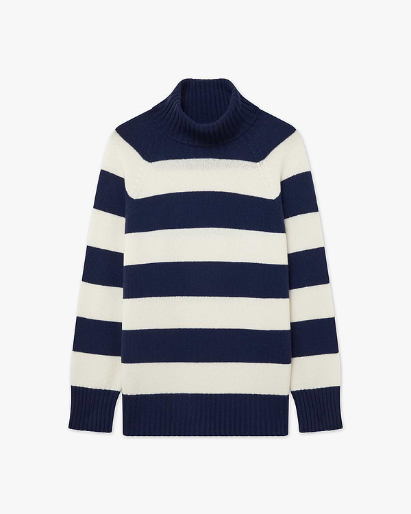 Cortona Gestreifter Rollkragenpullover - Blau