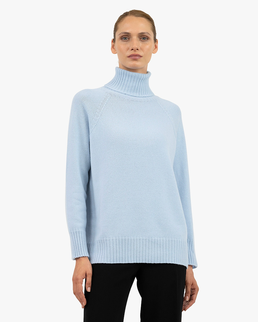 Women's Cortona Turtleneck Sweater - Light Blue Cashmere