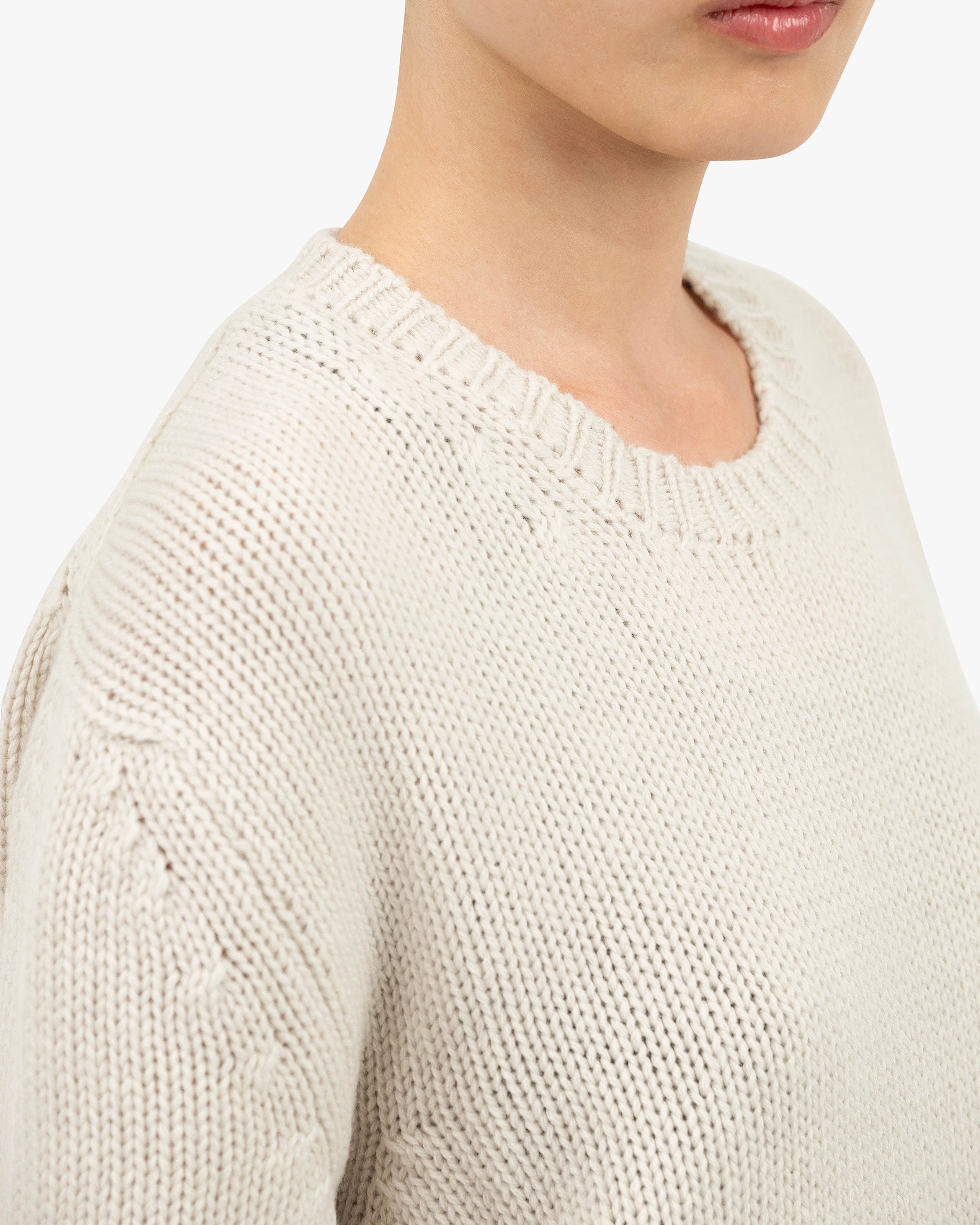 Women's Dalmar Crew Neck Sweater - White Merino / Cashmere