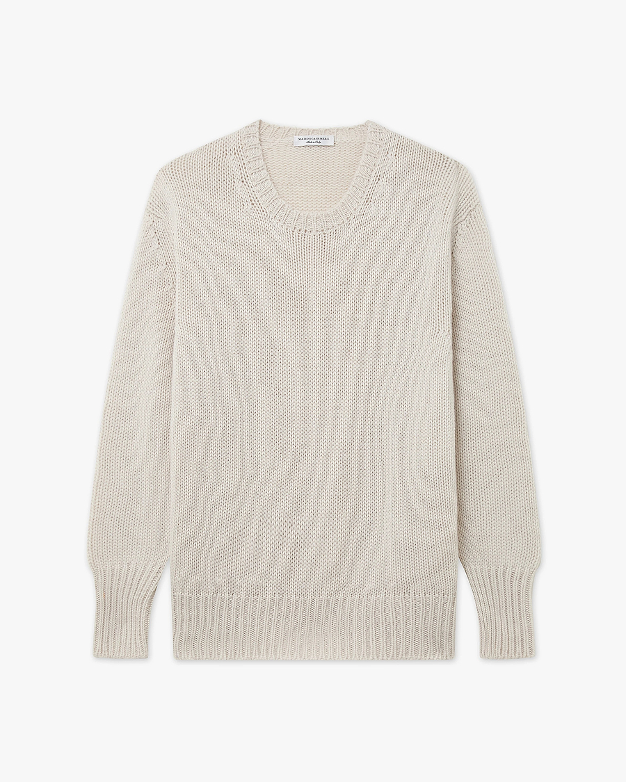 Women's Dalmar Crew Neck Sweater - White Merino / Cashmere
