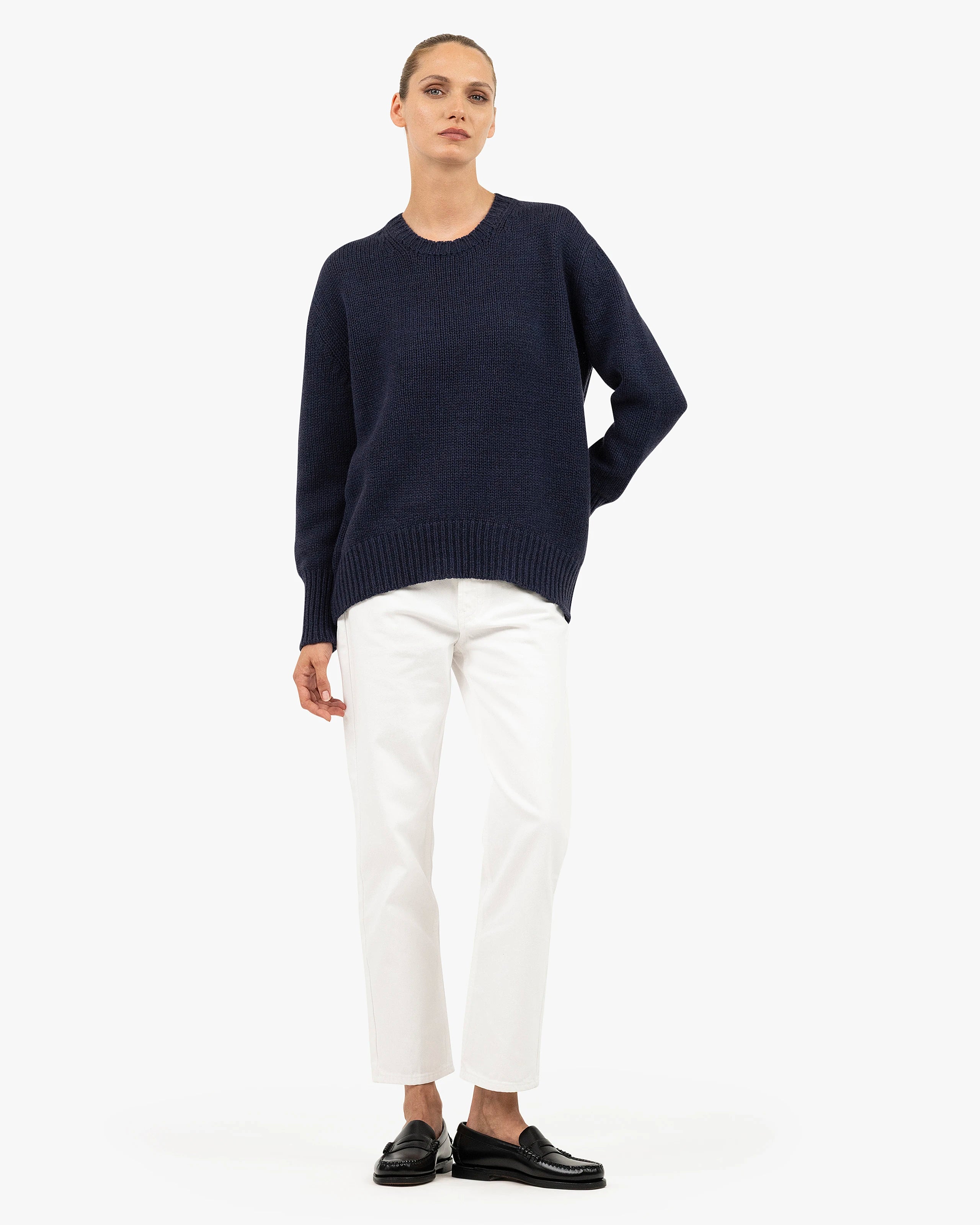 Women's Dalmar Crew Neck Sweater - Blue Merino / Cashmere