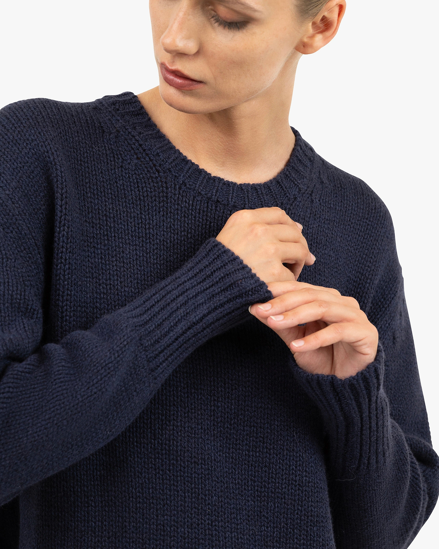 Women's Dalmar Crew Neck Sweater - Blue Merino / Cashmere