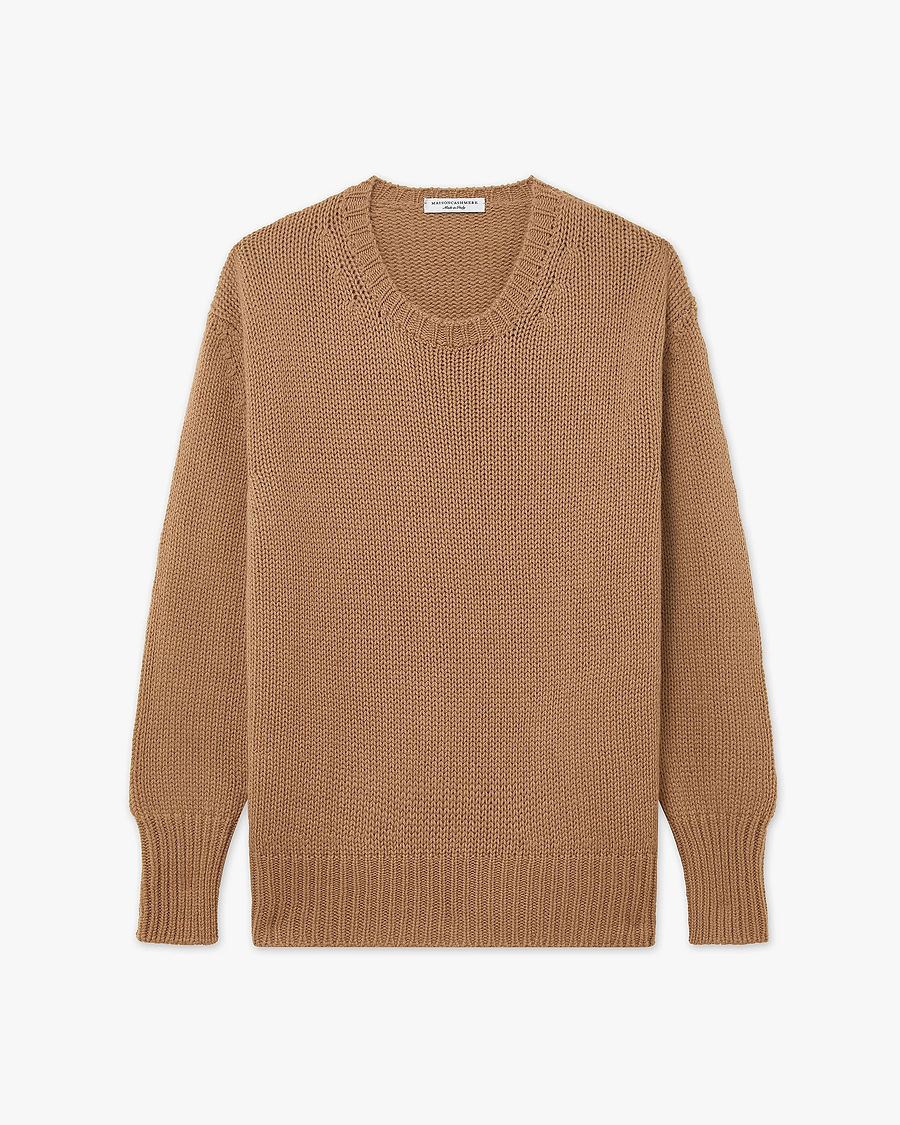 Women's Dalmar Crew Neck Sweater - Camel Merino / Cashmere