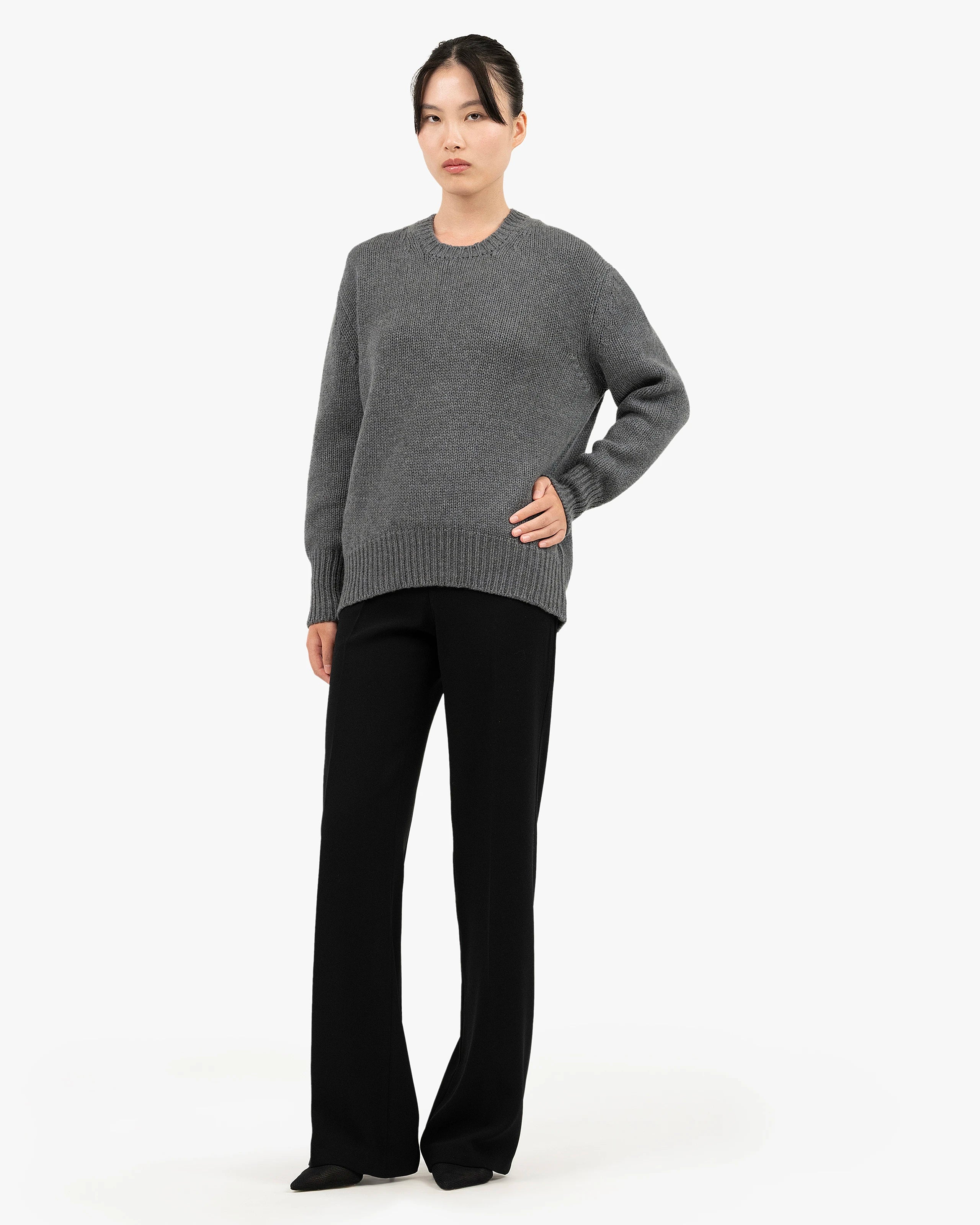 Women's Dalmar Crew Neck Sweater - Medium Grey Merino / Cashmere